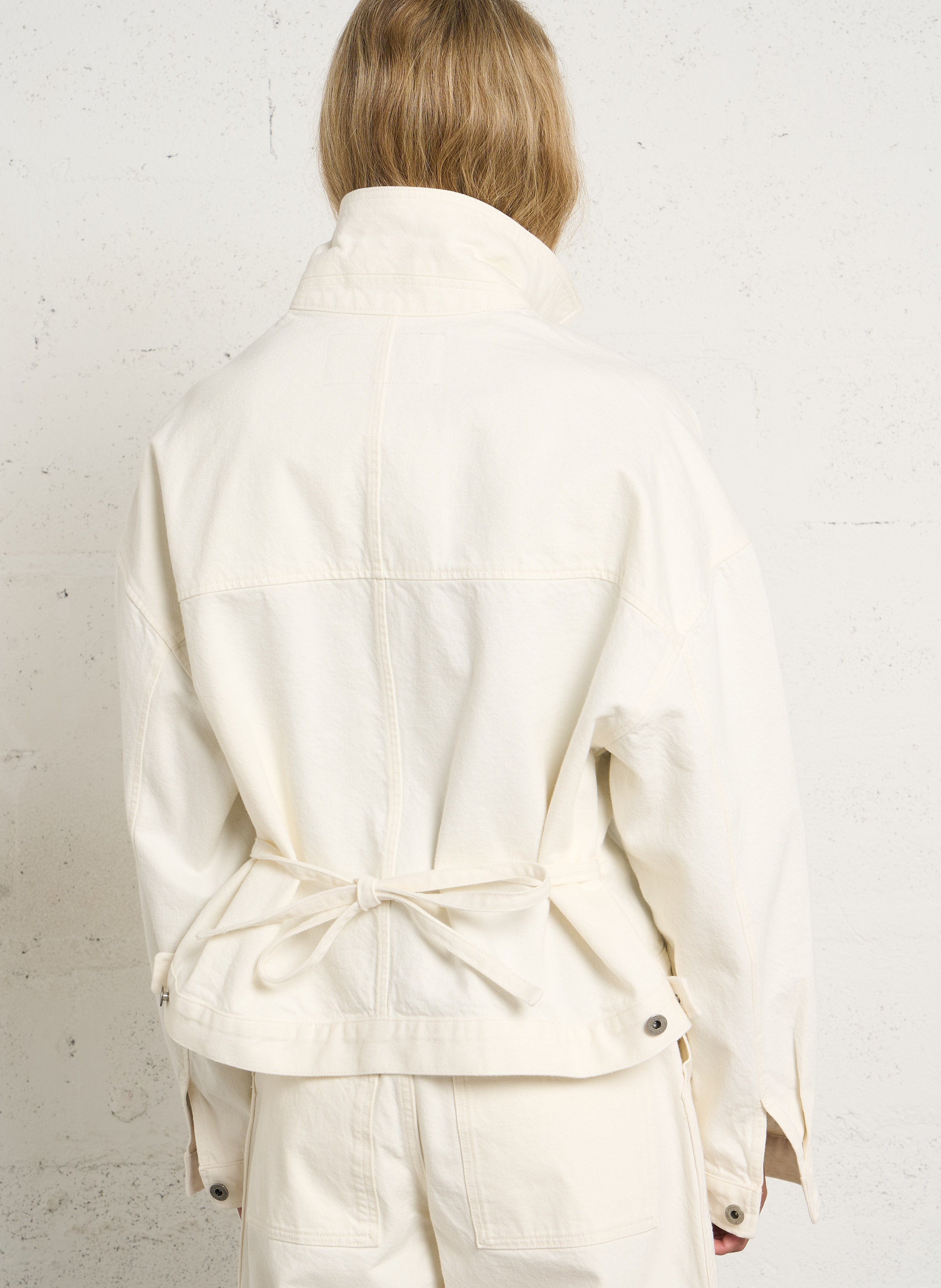 Veste denim oversize en coton bio SOEUR Beige