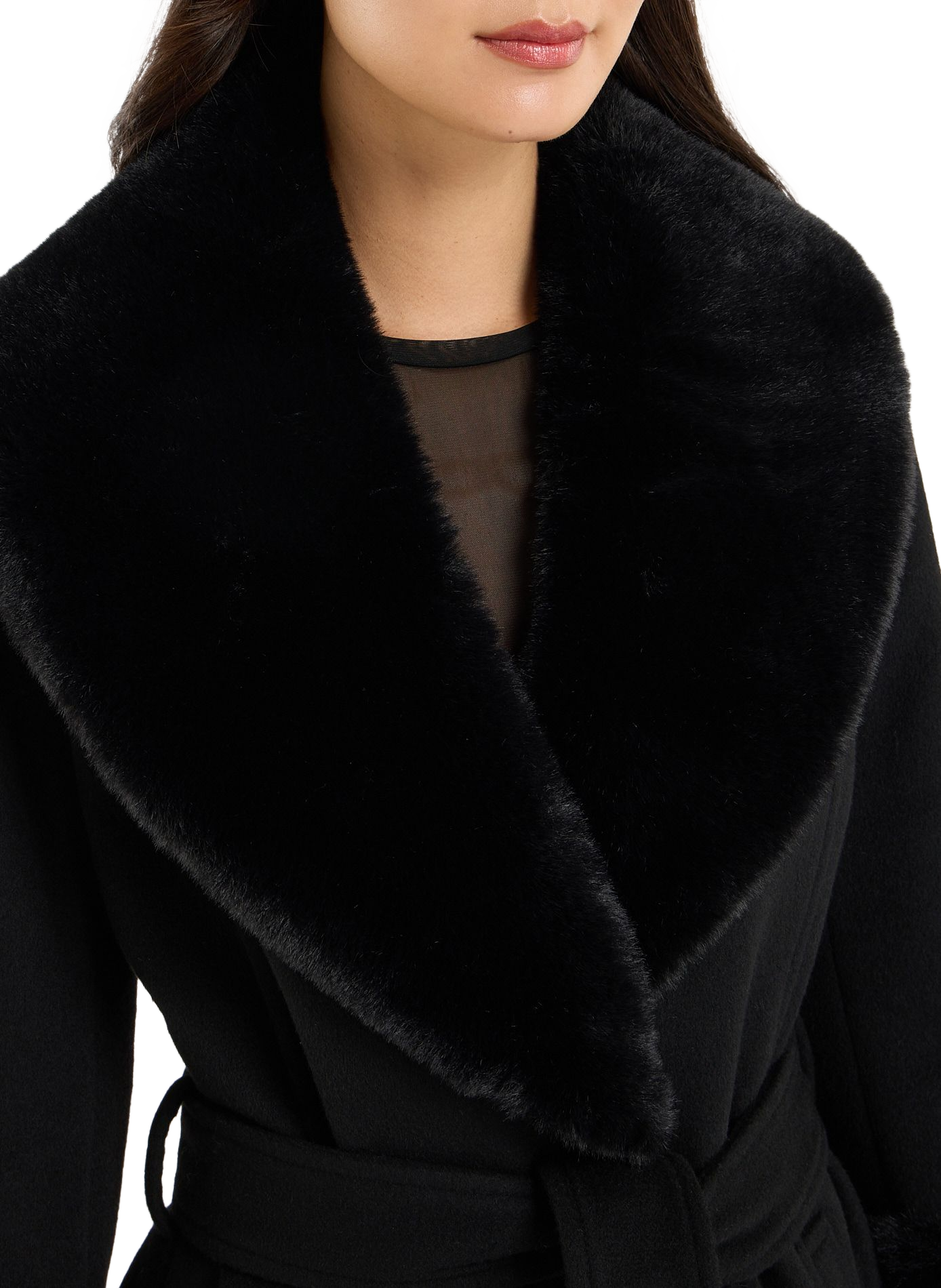 Long Sarlene wool blend coat SAISON 1865 Black