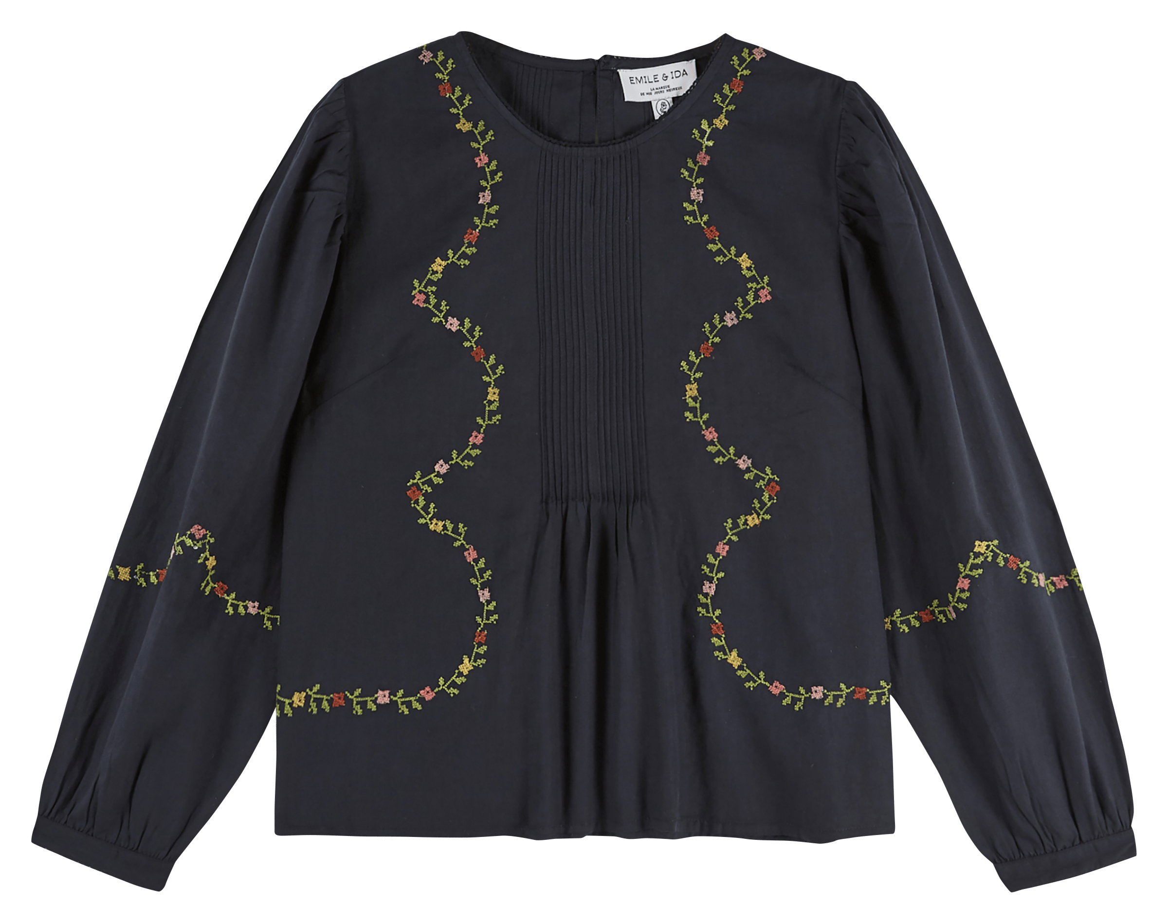 Blouse col rond en coton EMILE ET IDA Schwarz