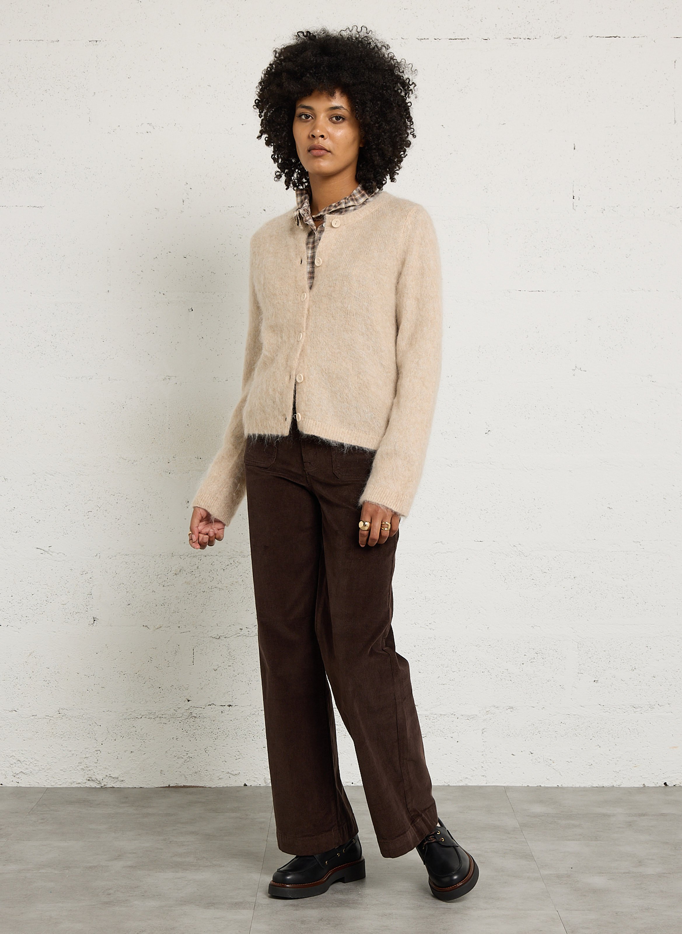 Gilet col rond en laine mélangée JC SOPHIE Beige