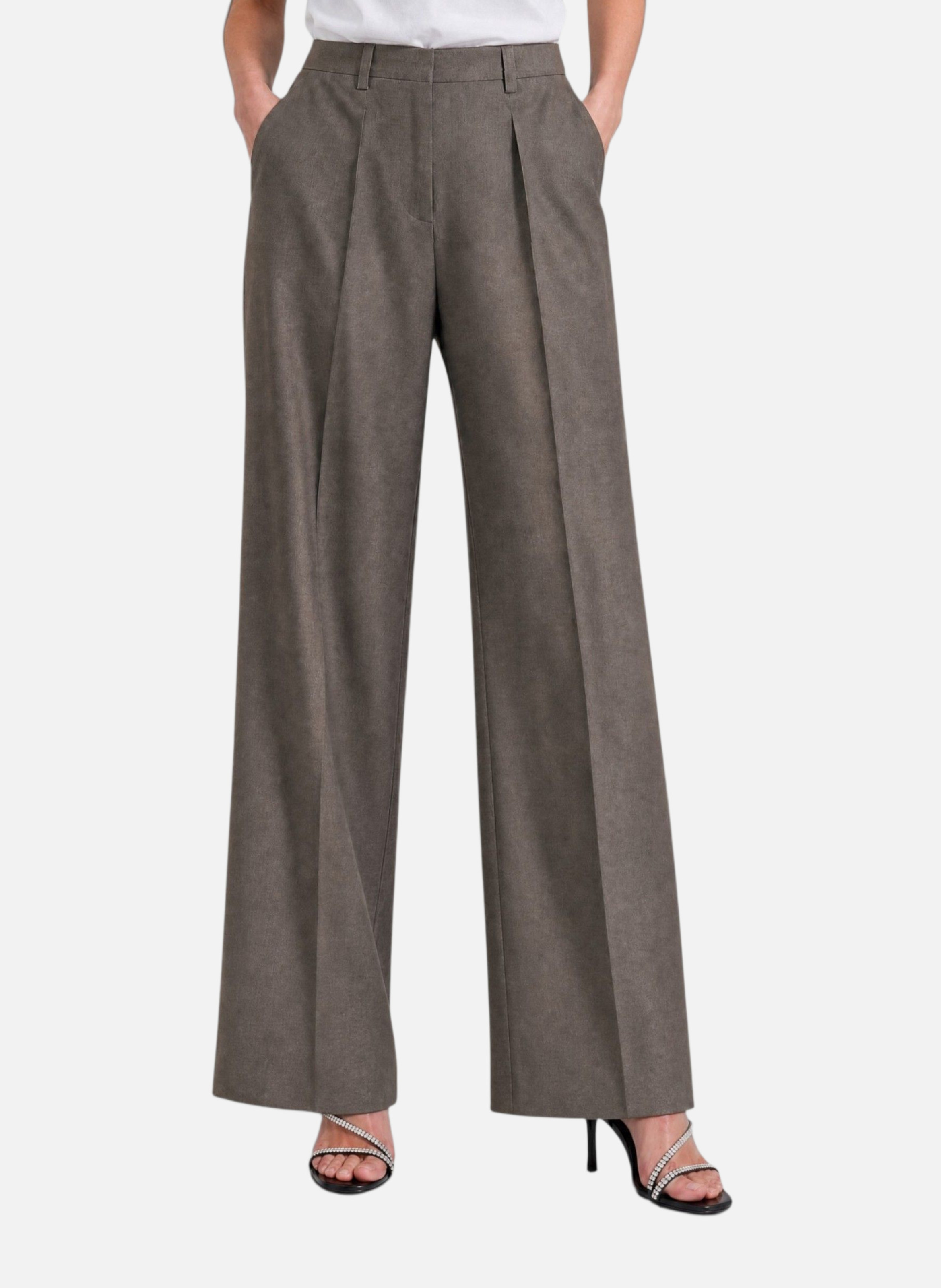 Wide wool tailored trousers THE KOOPLES Beige