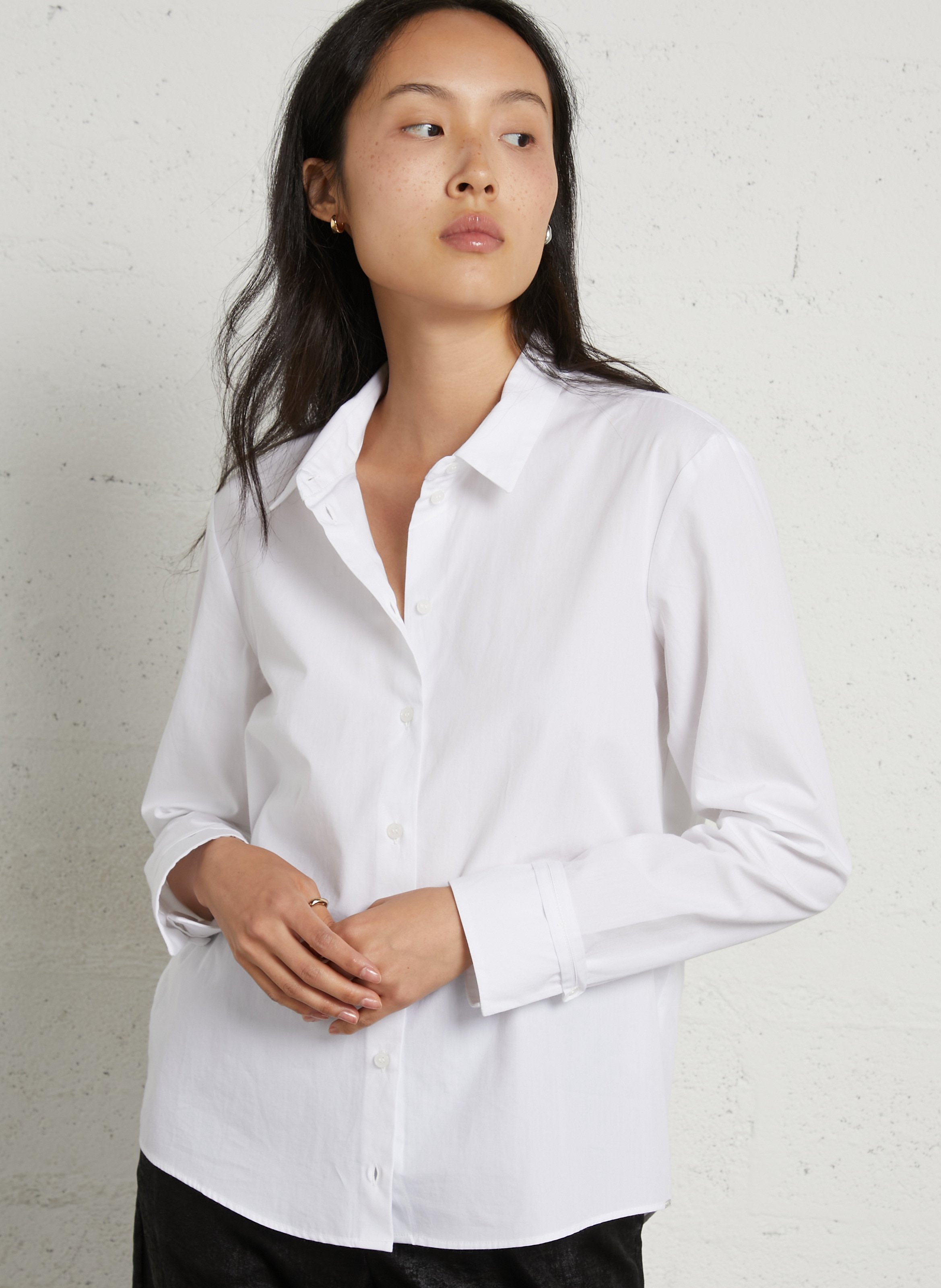 Straight shirt with classic cotton collar IKKS White