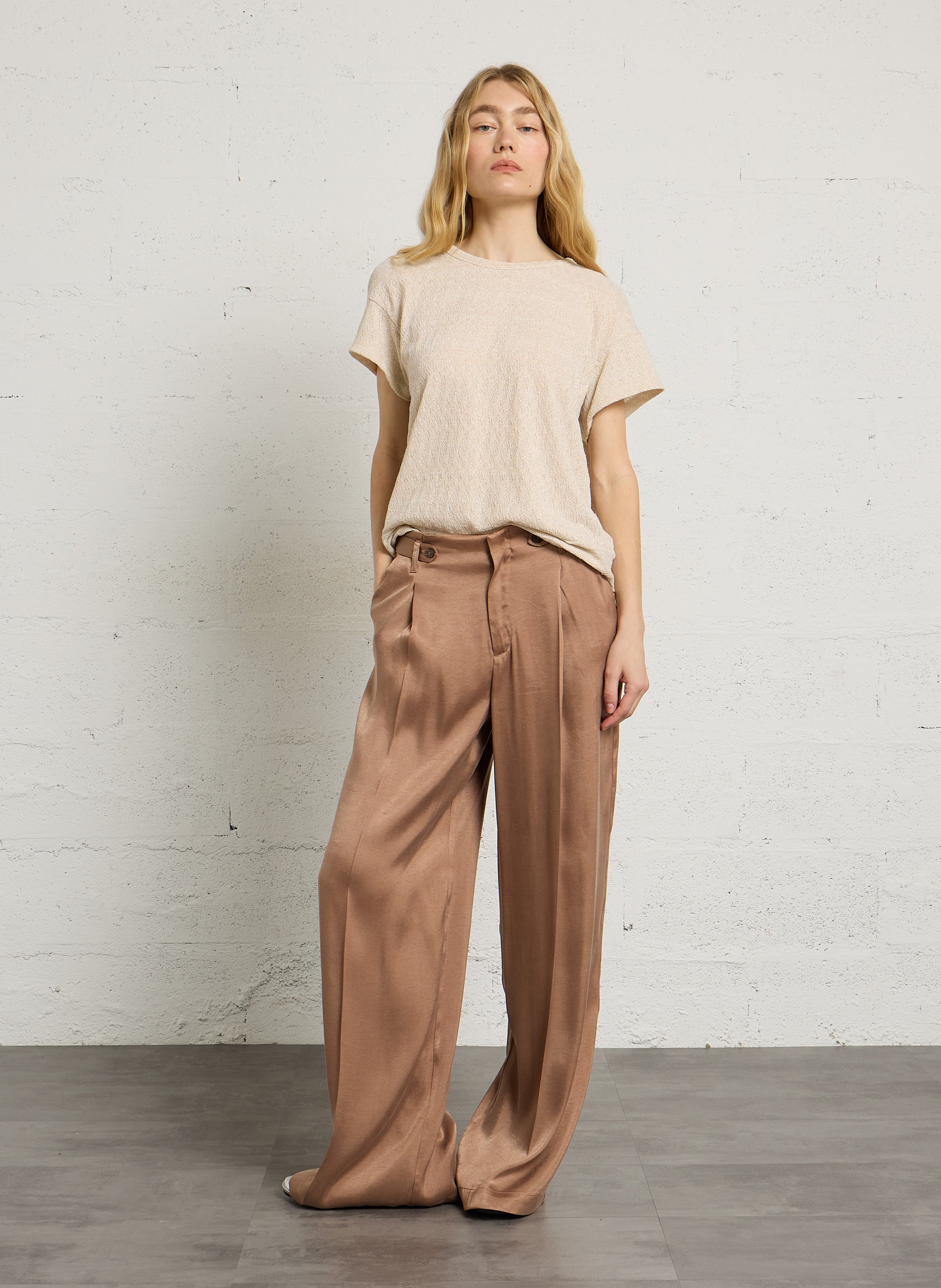 Weite, satinierte Hose IKKS Braun