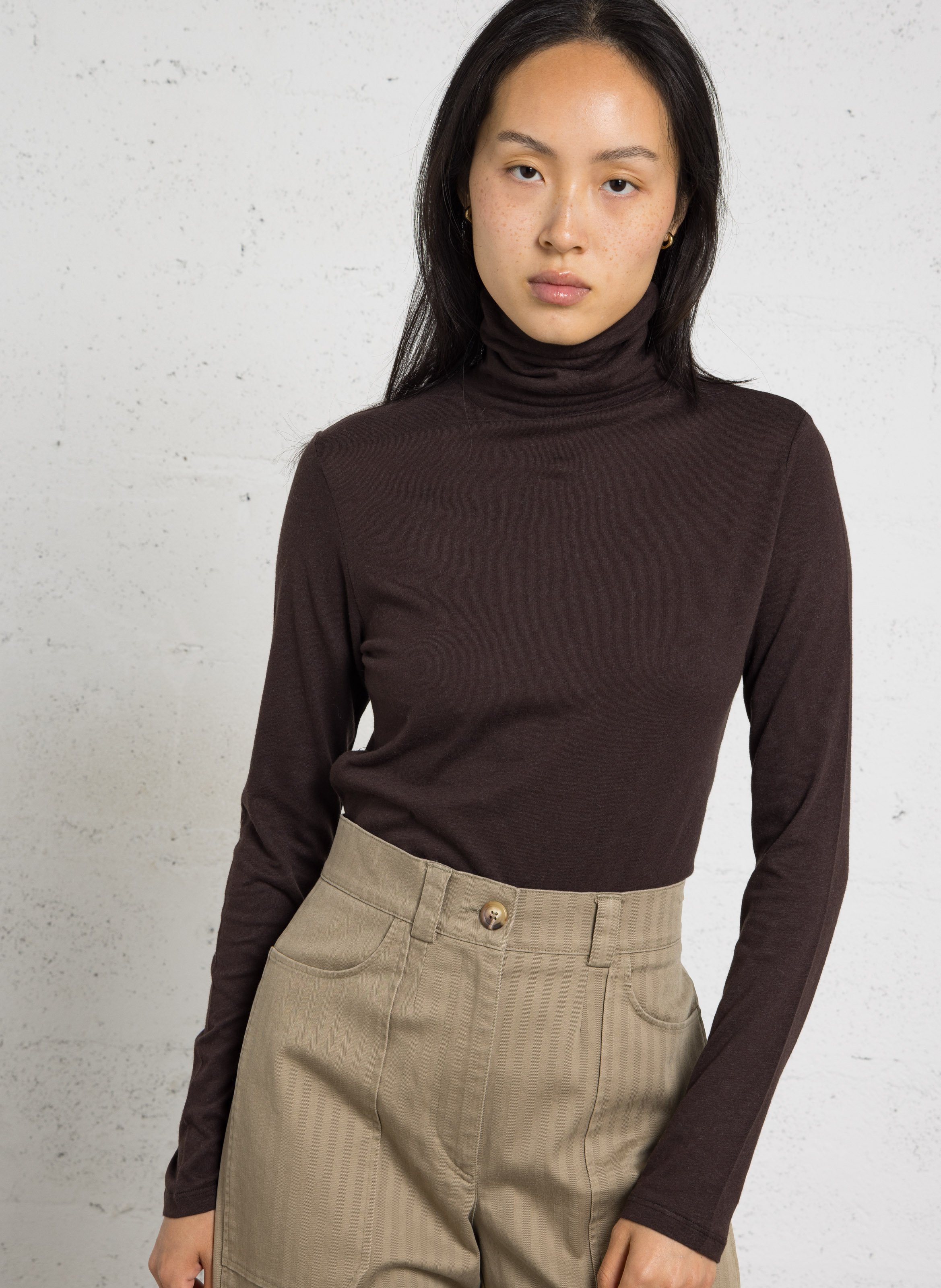 Col-T-shirt | katoenblend met kasjmier MAJESTIC FILATURES