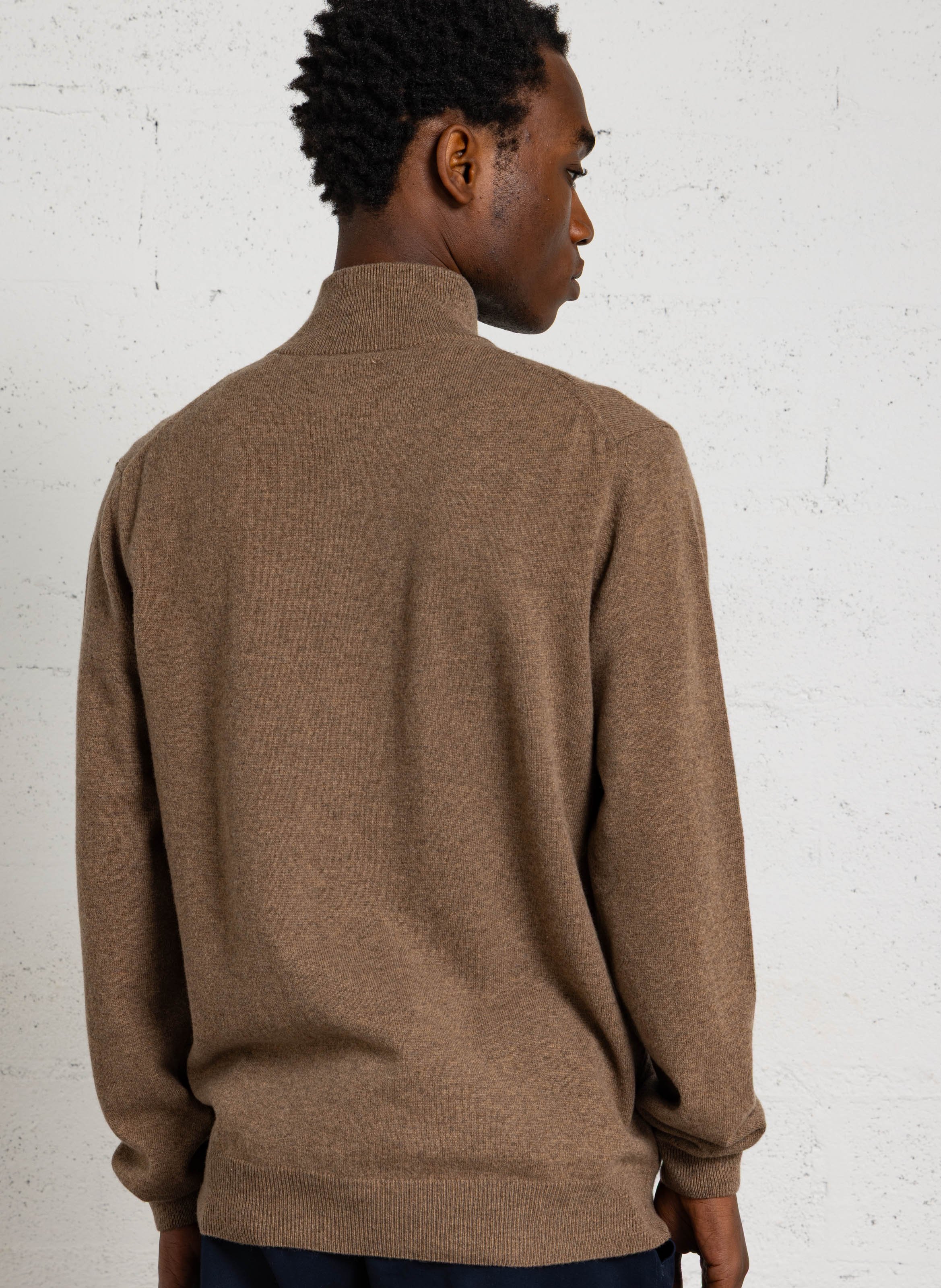 Pull droit col montant zippé en laine | Marron GANT Homme