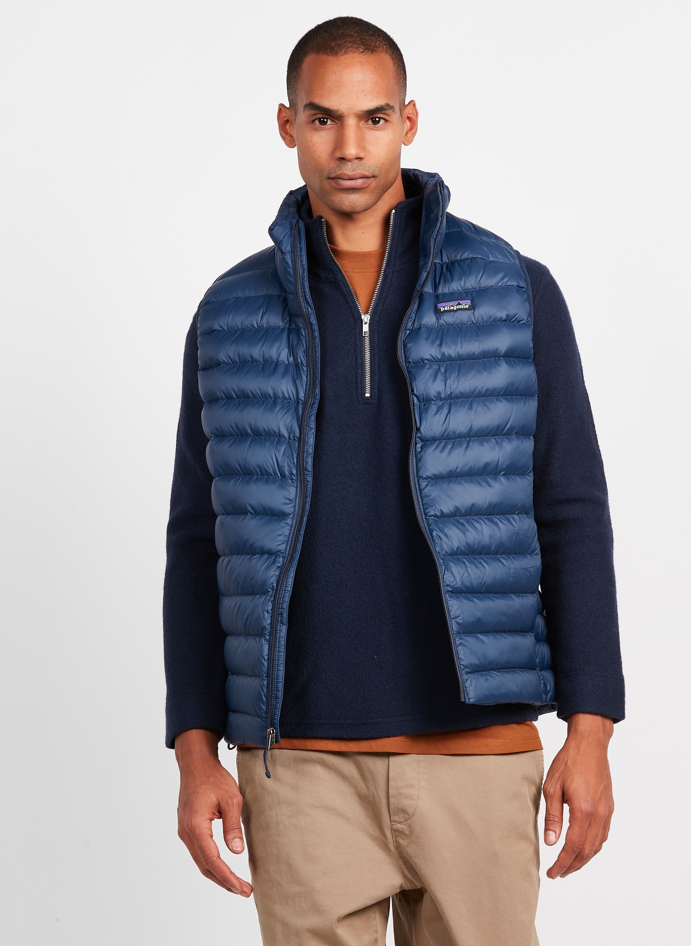 Blue Quilted down sleeveless jacket