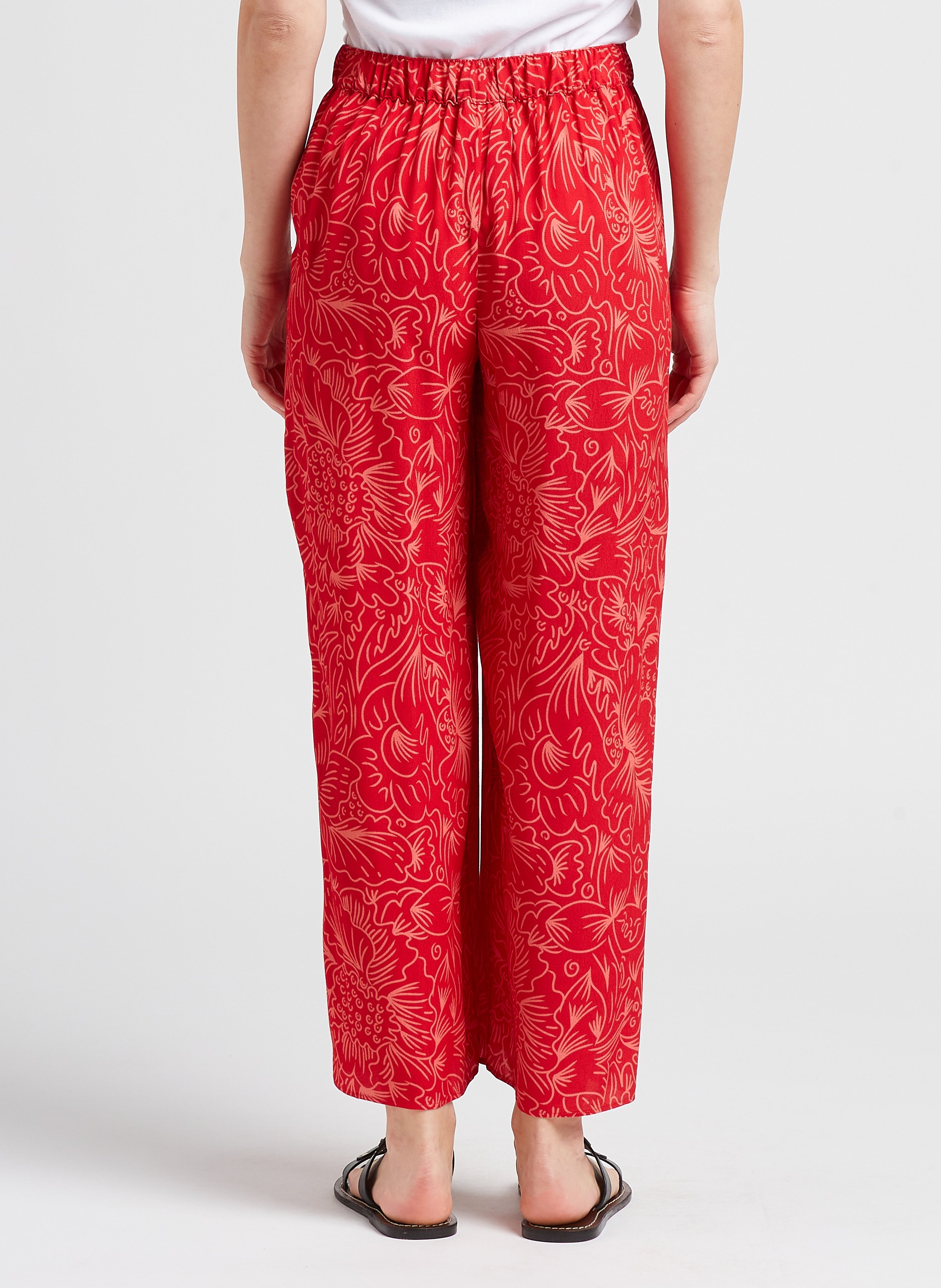 Pantalon large taille haute imprimé  SOI PARIS Rouge