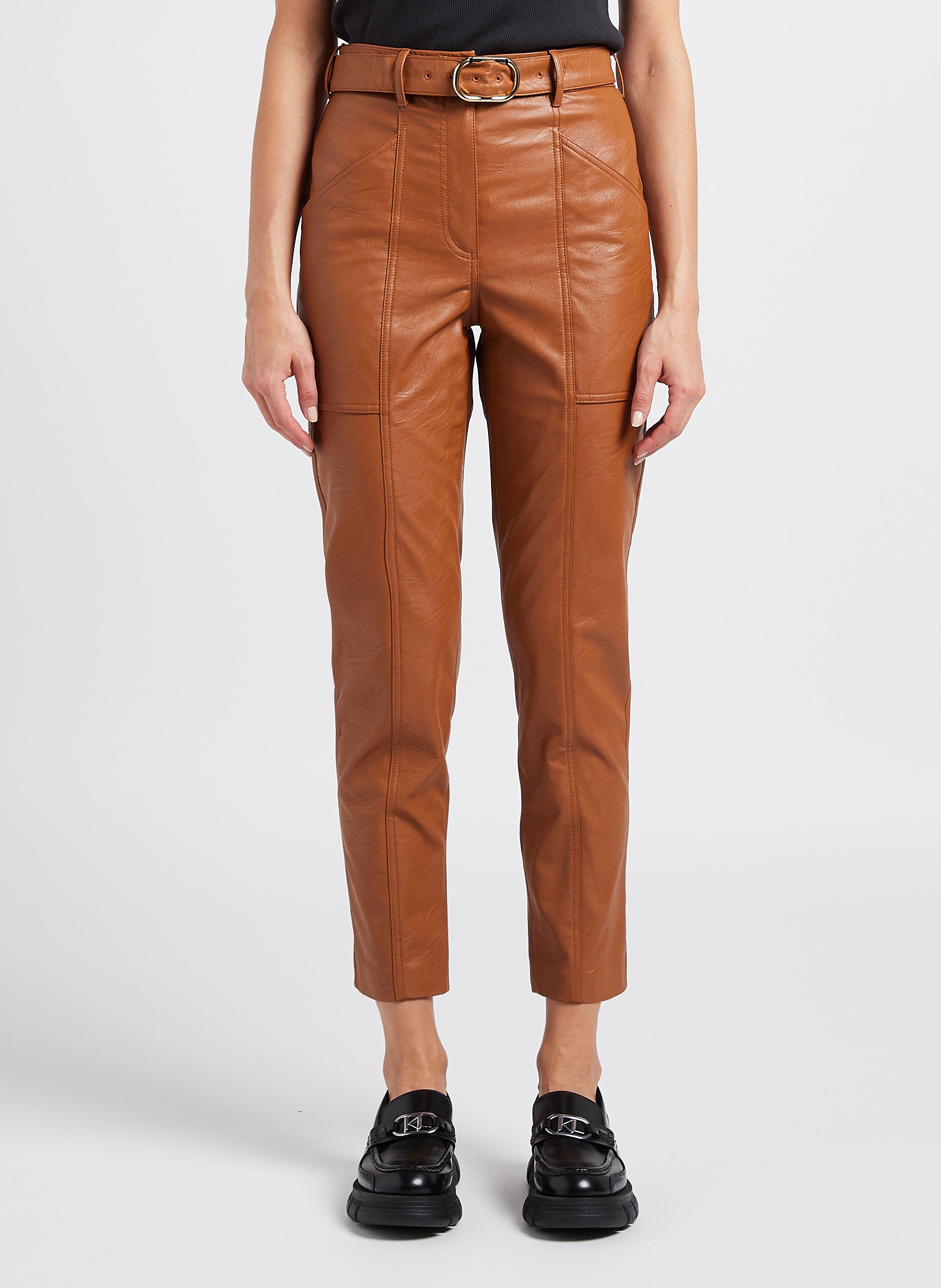 Pantalon taille clearance haute marron