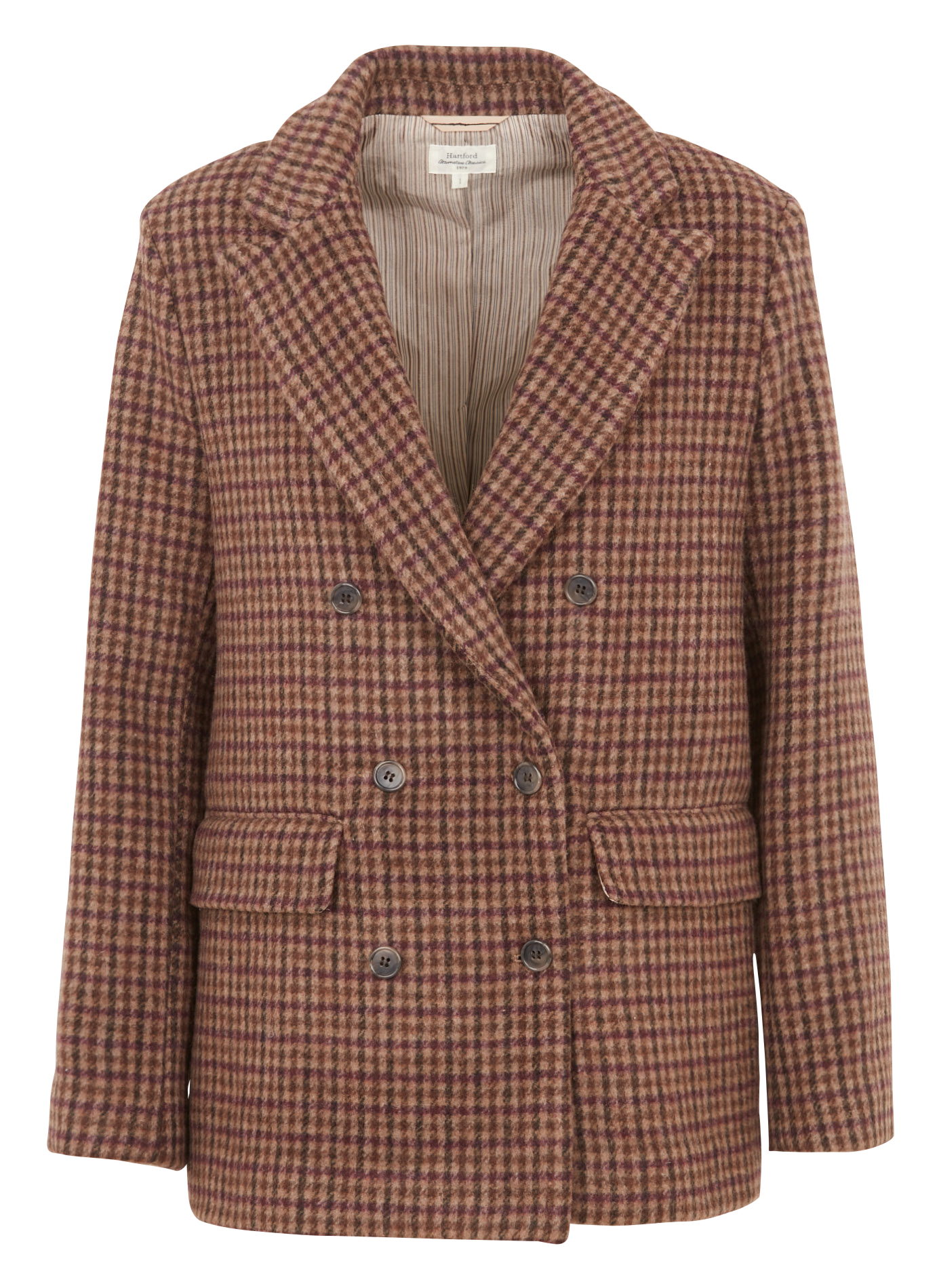 Veste tailleur droite imprimée HARTFORD Marron