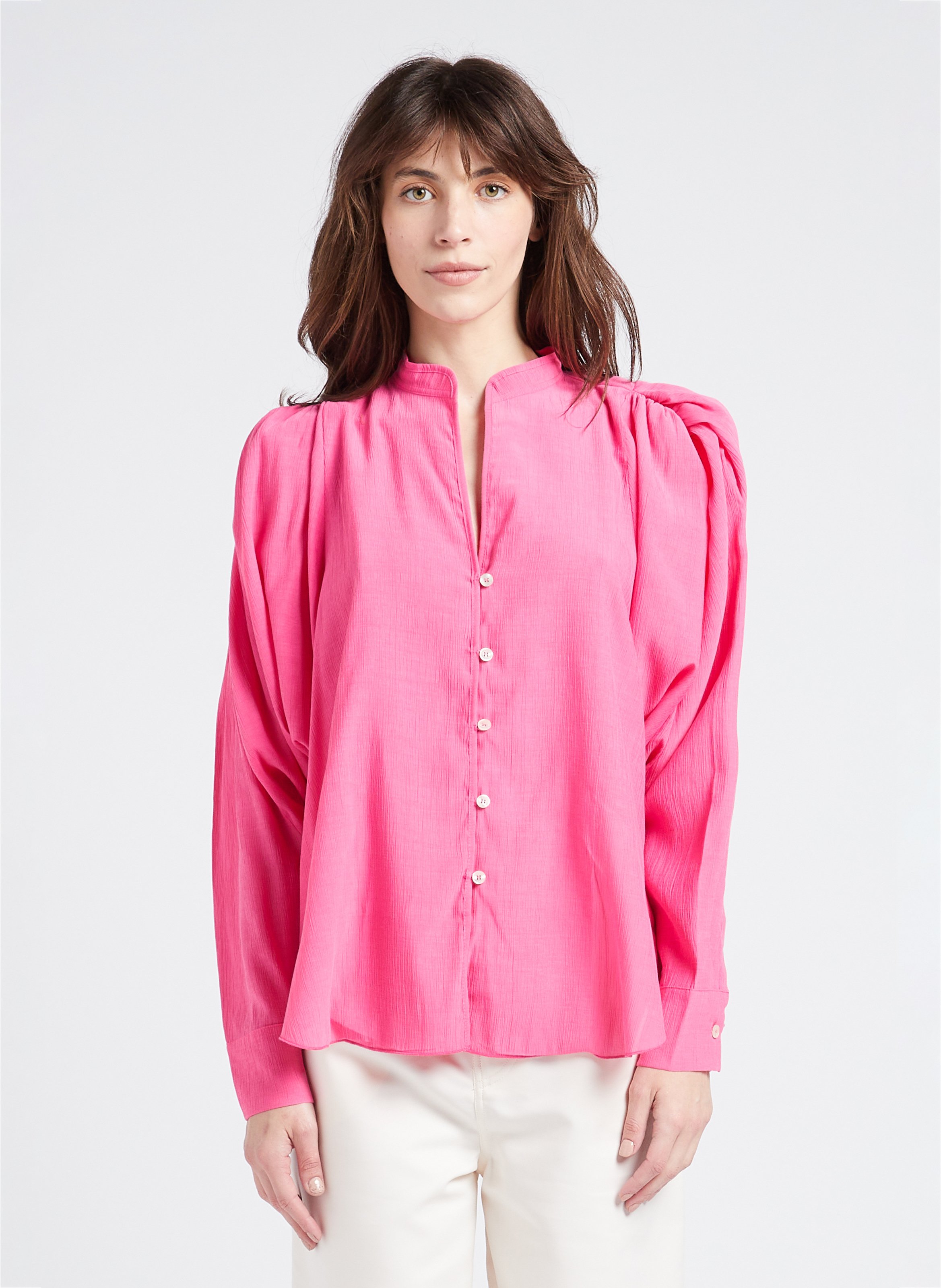 Ruimvallende blouse met V-hals COLLECTORS CLUB Roze
