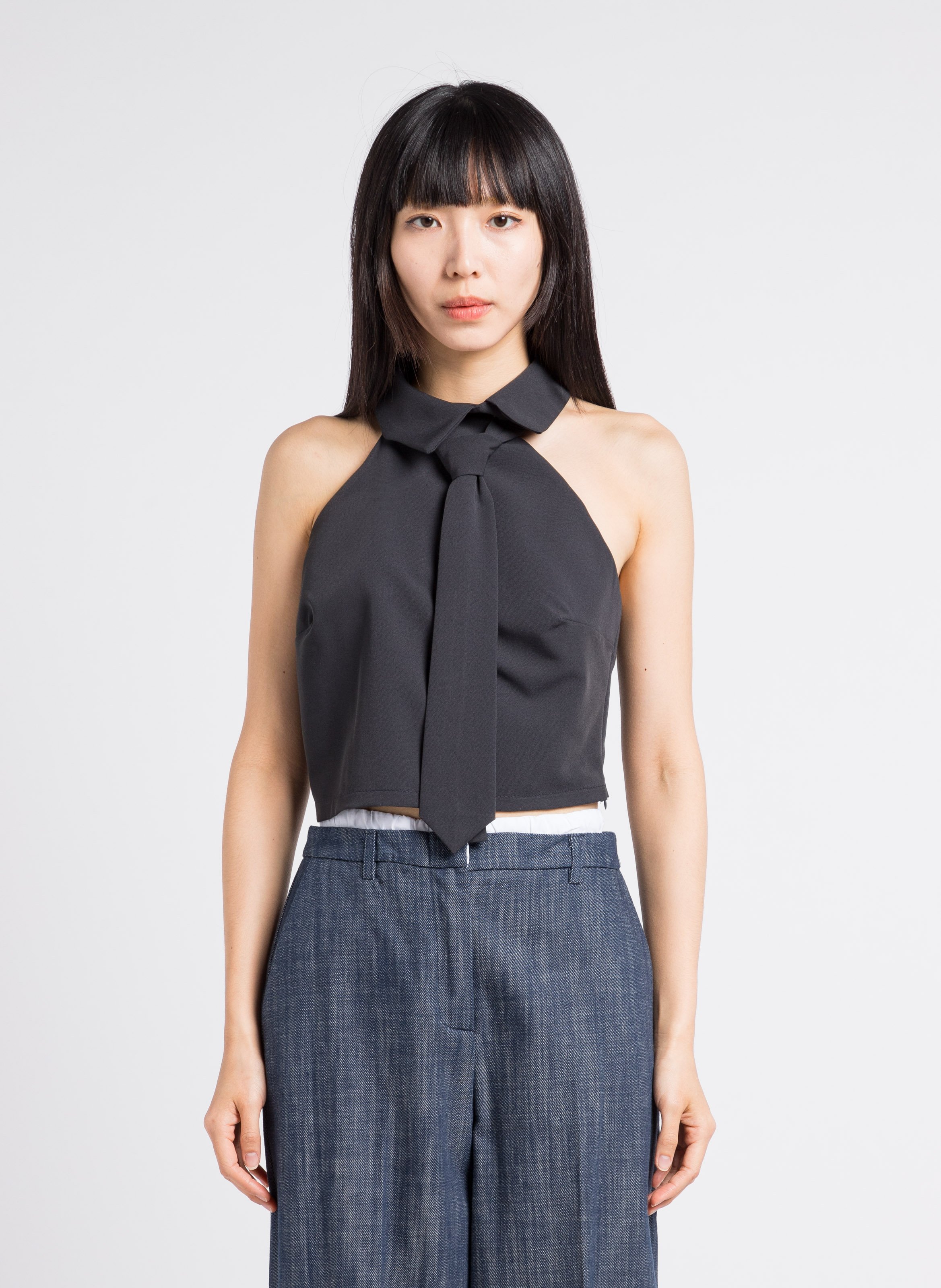 Sleeveless top with tie IMPERIAL Black