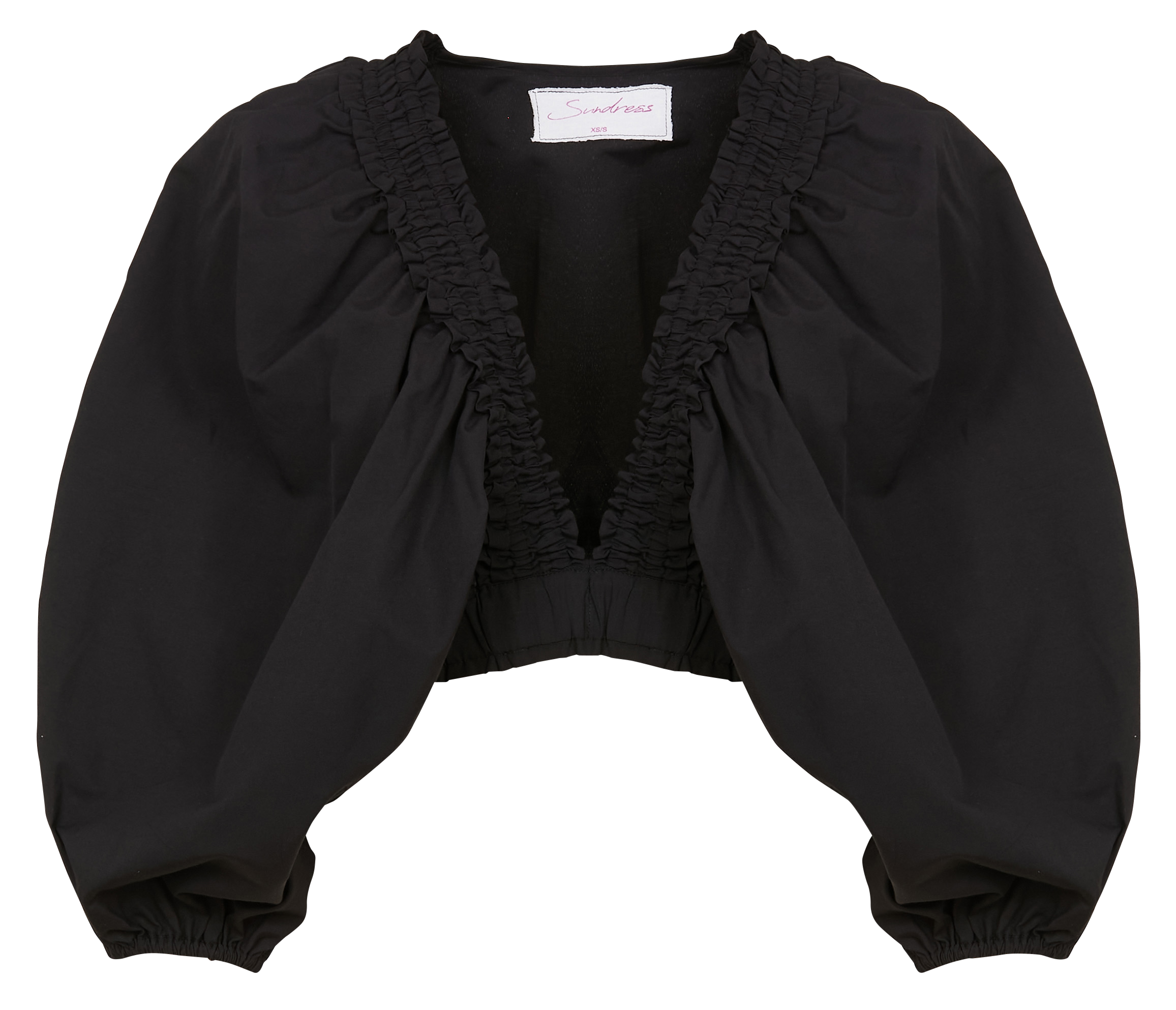 Cropped cotton-blend V-neck top SUNDRESS Black