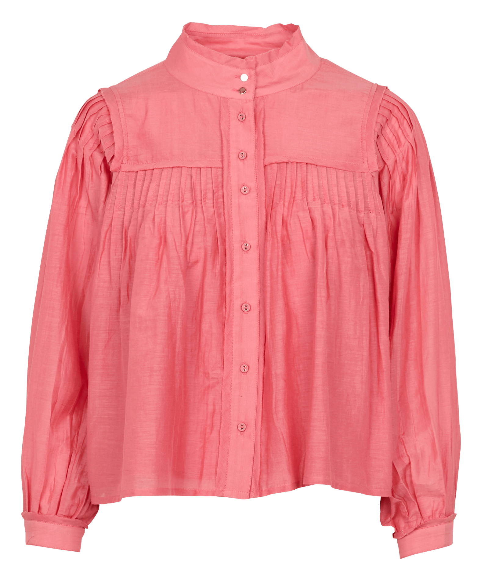 Blouse ample col montant en coton et soie mélangé BELLEPIECE Rose