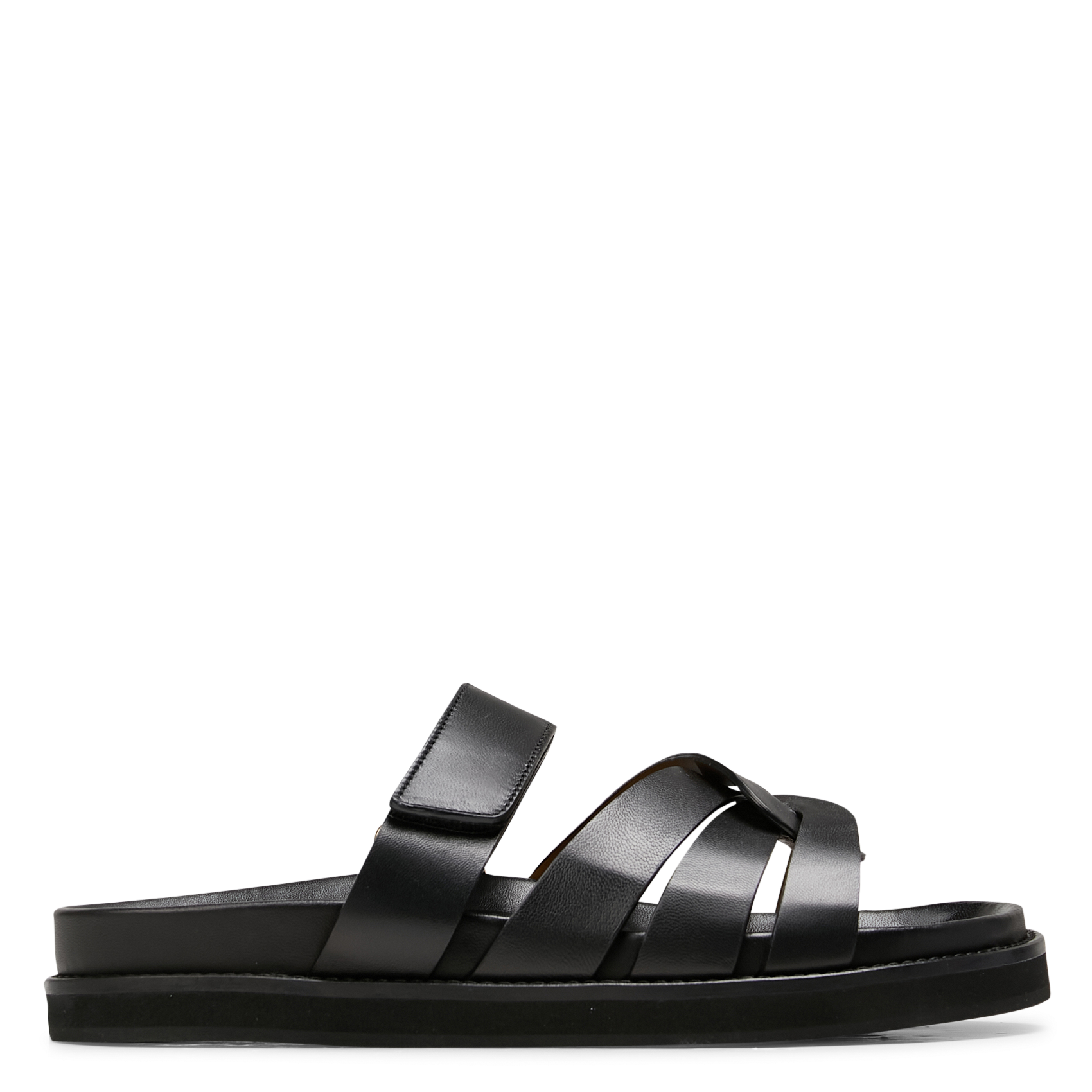 Flat leather sandals BOBBIES Black