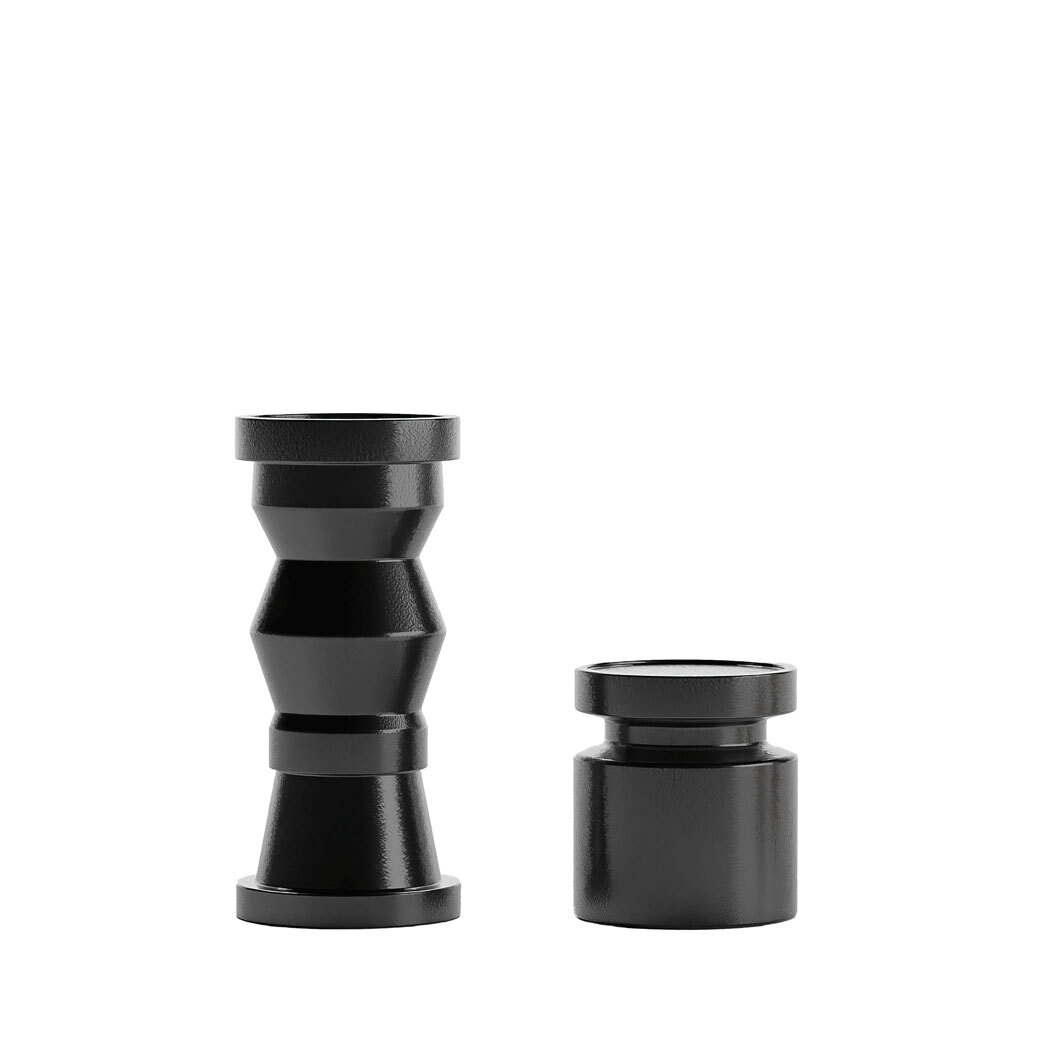 Set of 2 wooden design candle holders POTIRON PARIS Black
