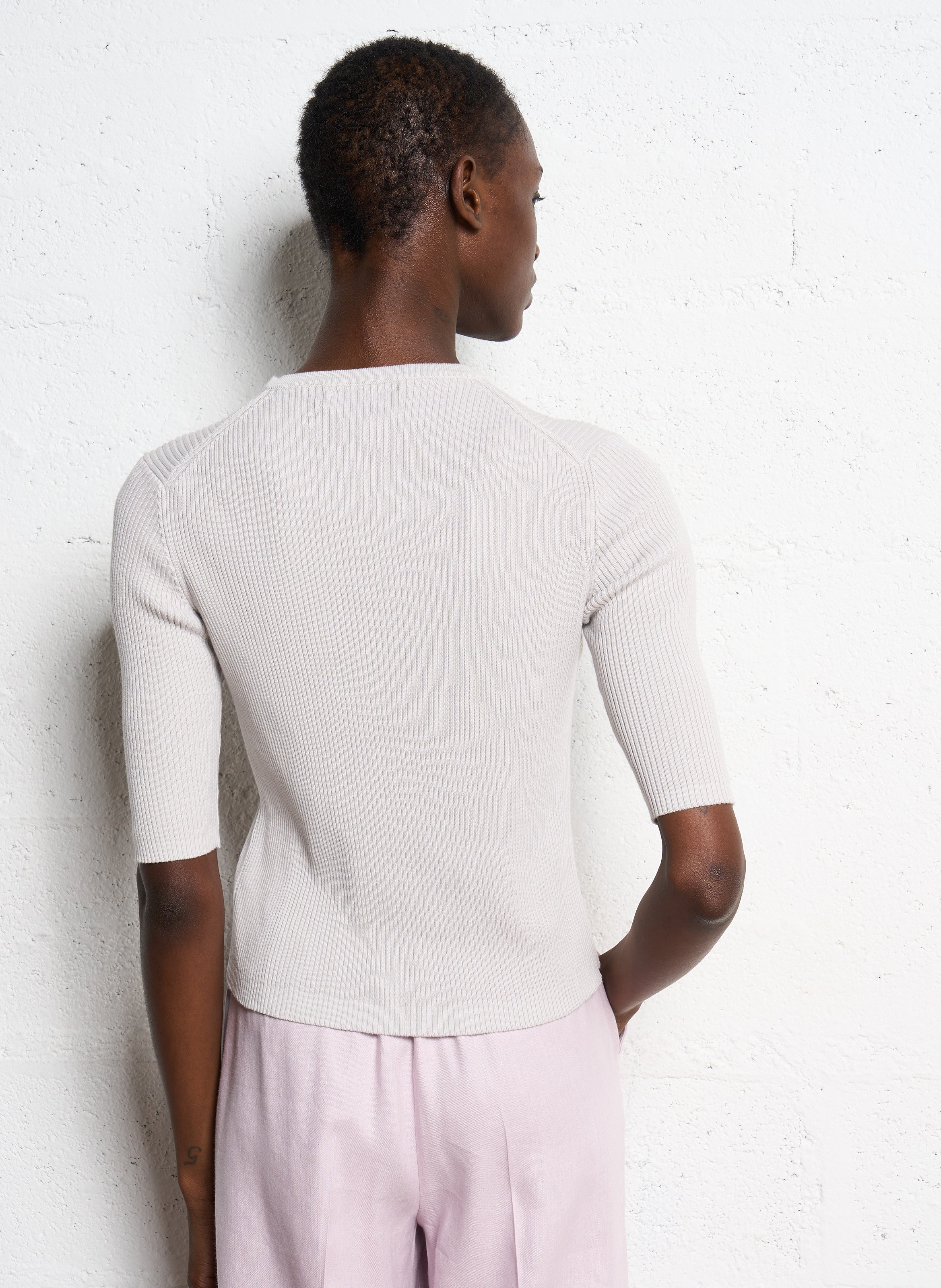 Gilet droit côtelé en coron ATTIC AND BARN Blanc