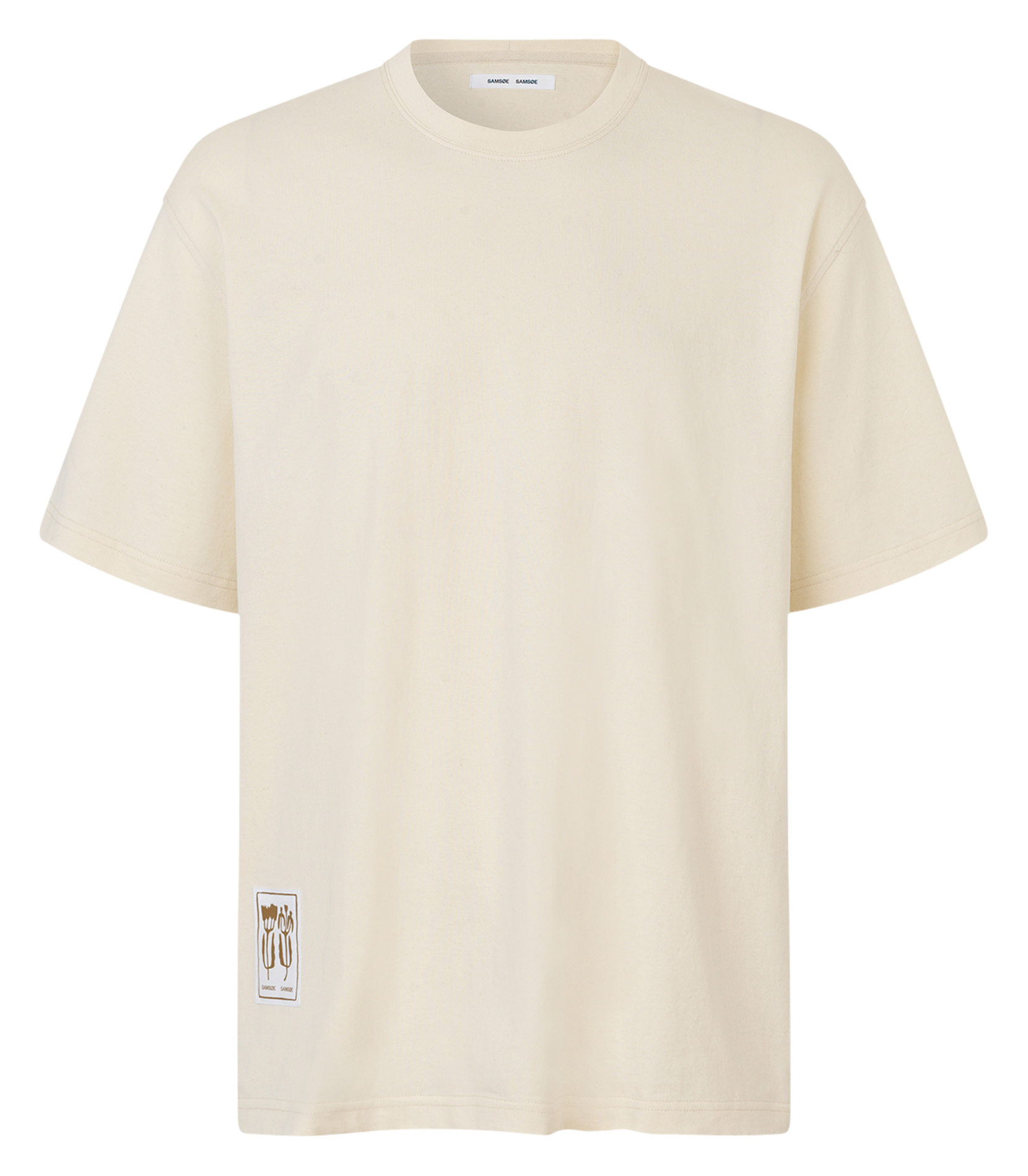 Straight cotton-blend T-shirt Beige