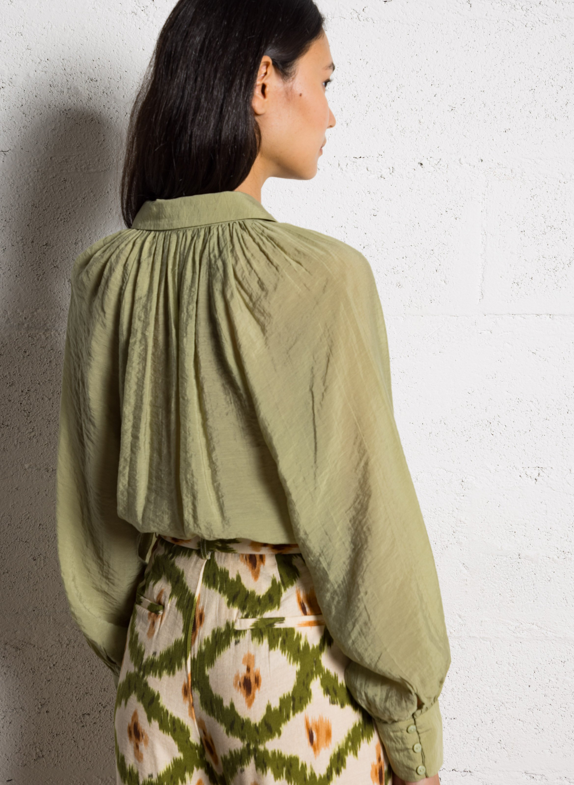 Pleated oversized shirt VILA Green