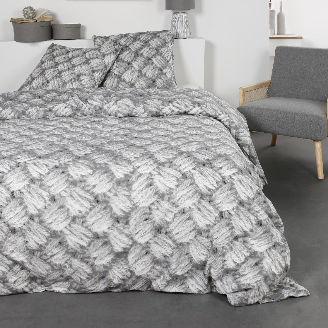 Printed cotton bed set TODAY LINGE DE MAISON Grey