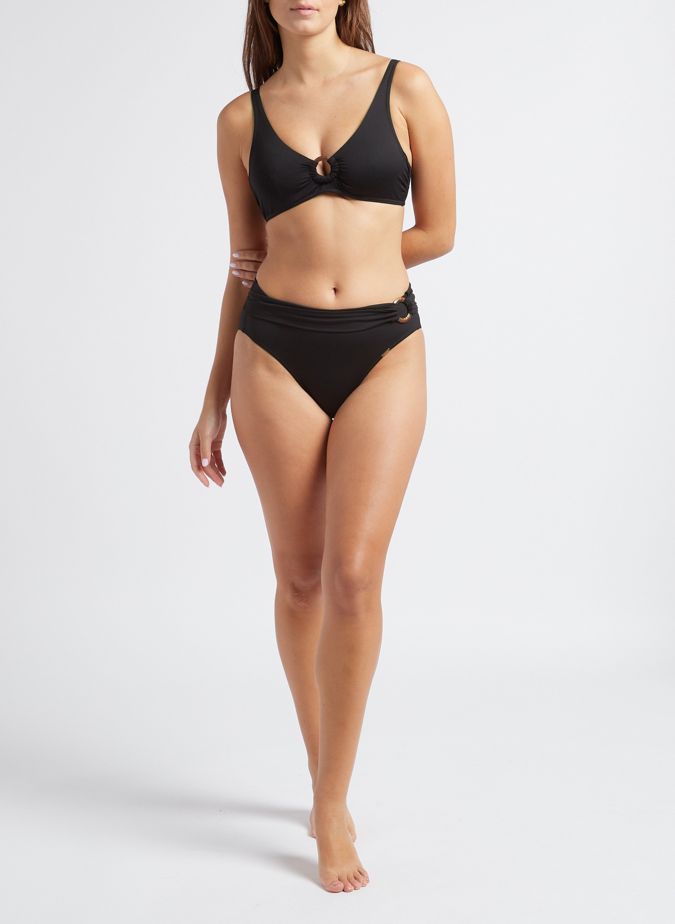 High-waisted bikini bottoms Black