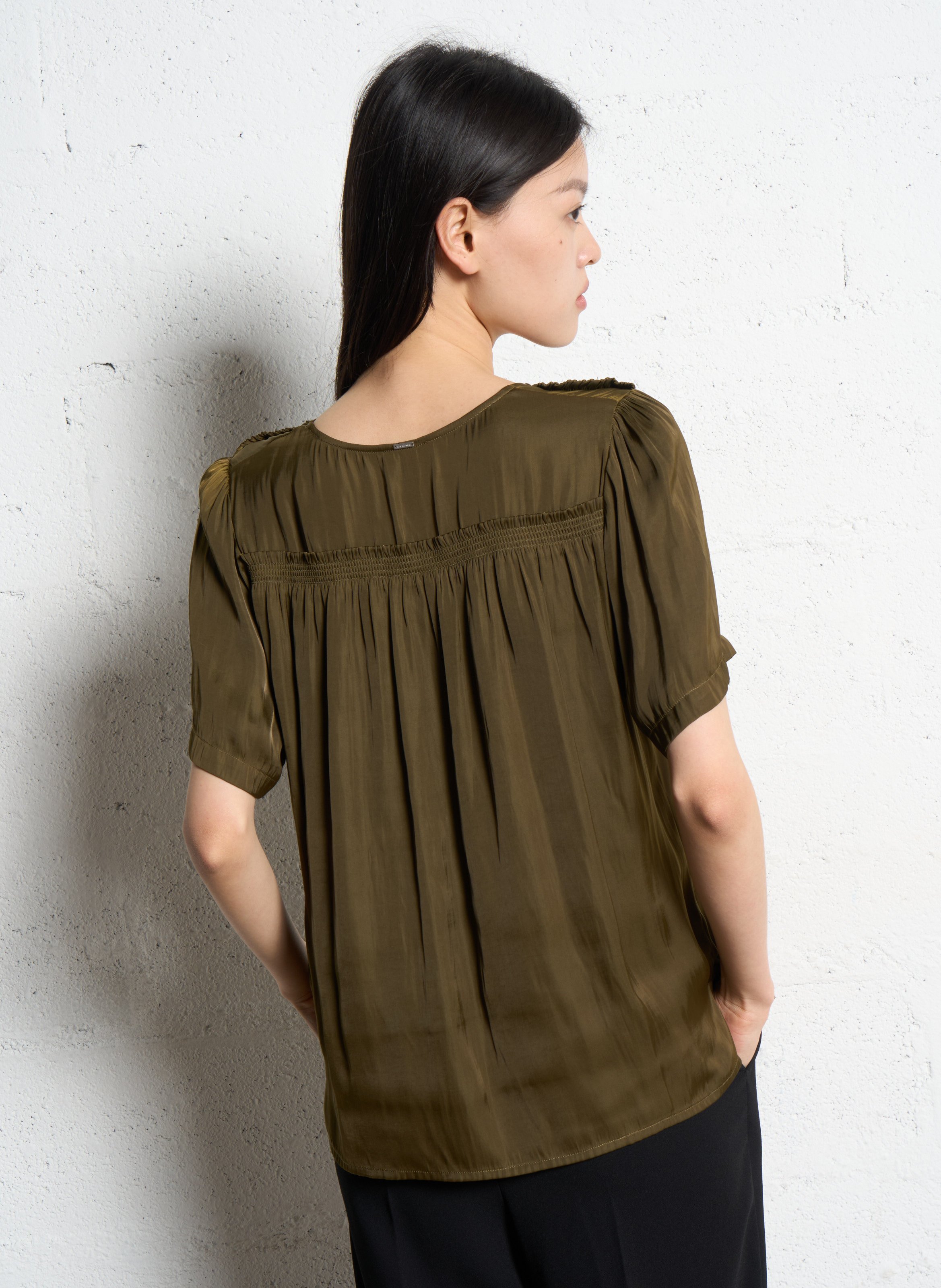 Oversized satin top IKKS Khaki