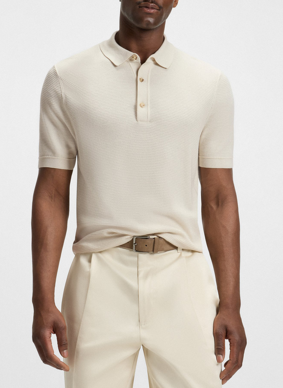 Cotton and linen polo shirt BOSS