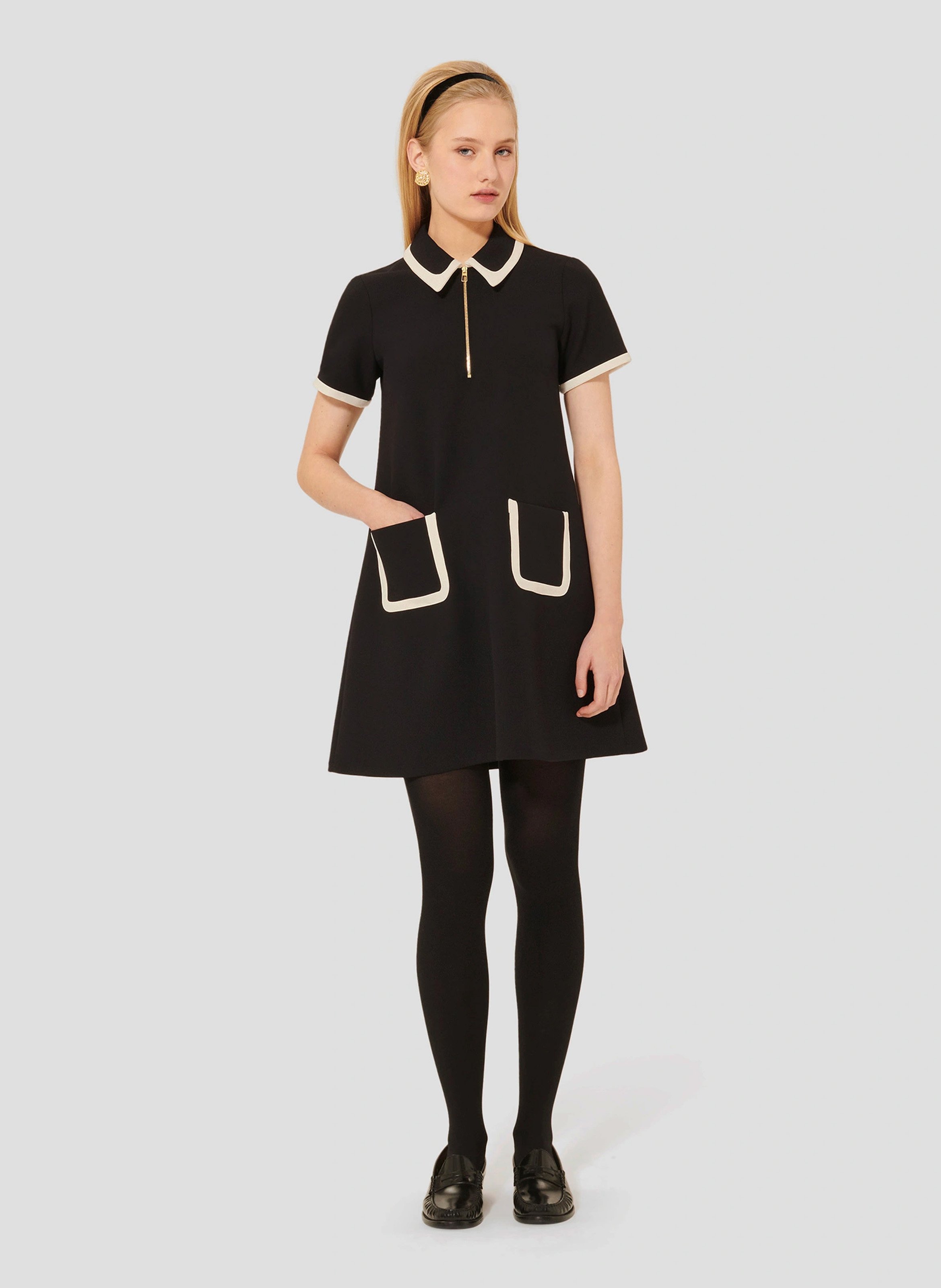 Short dress with shirt collar TARA JARMON Black