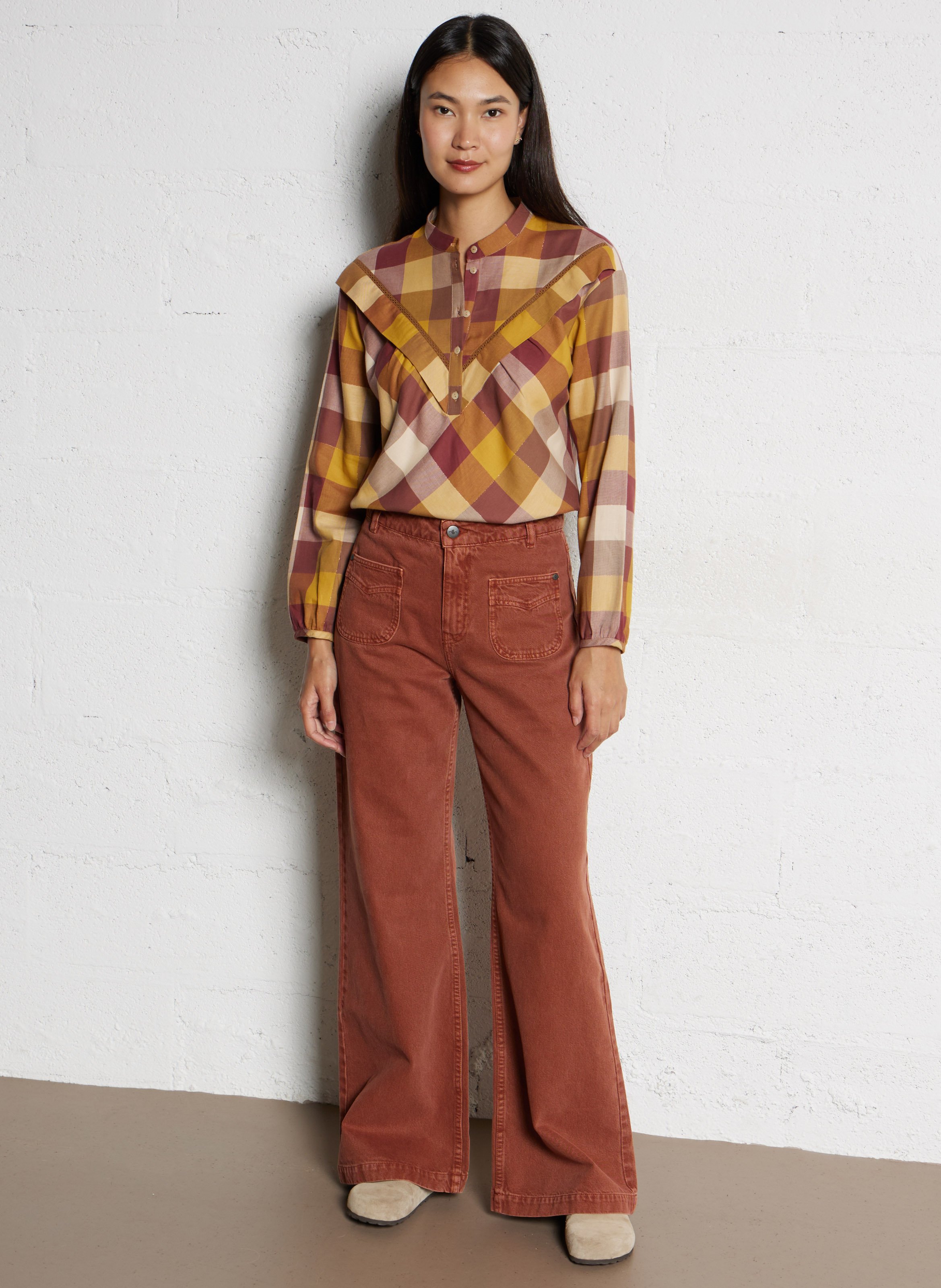 Wide leg cotton jeans ONE STEP Brown