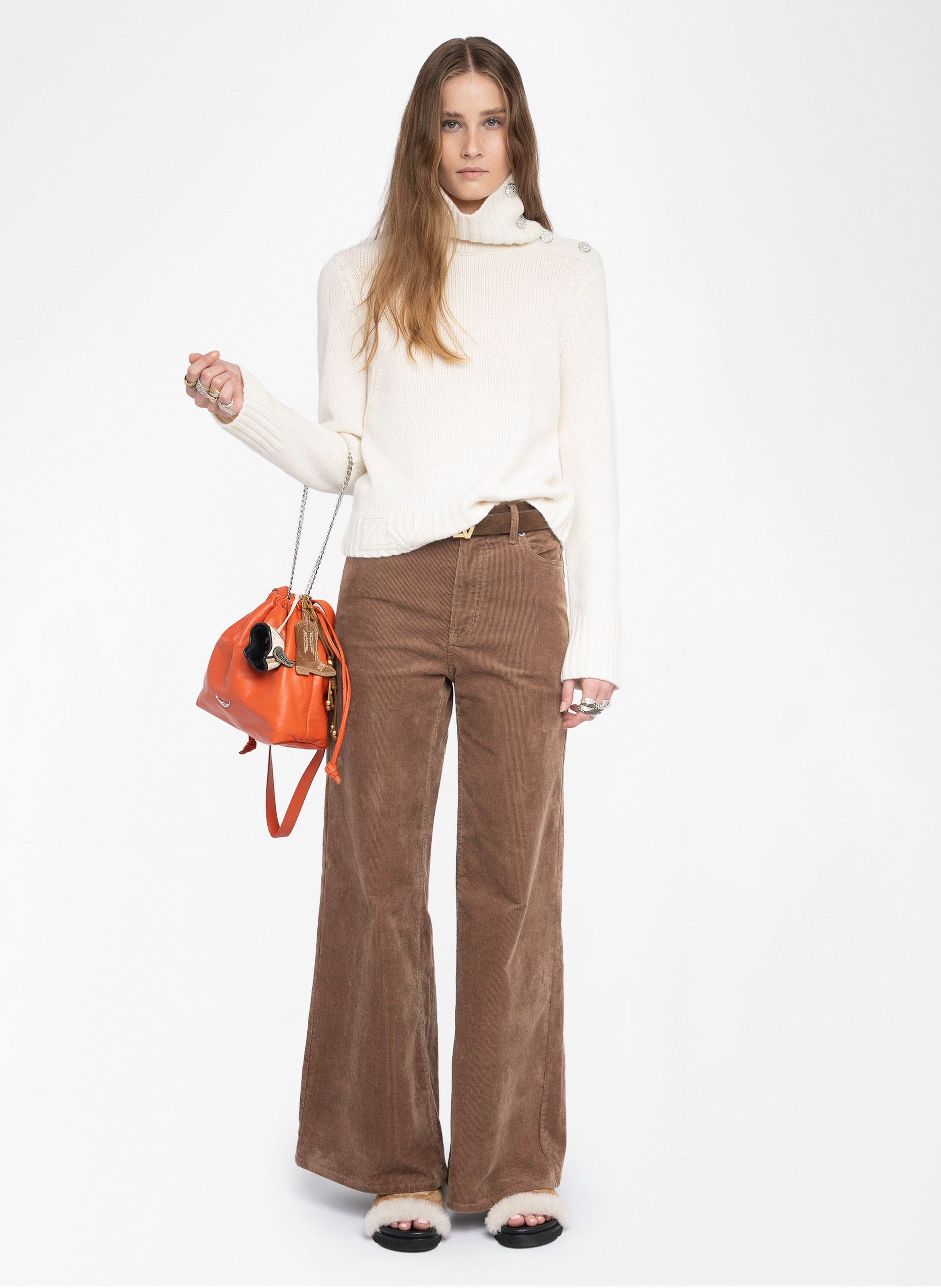 Pull col montant en cachemire  ZADIG&VOLTAIRE Blanc