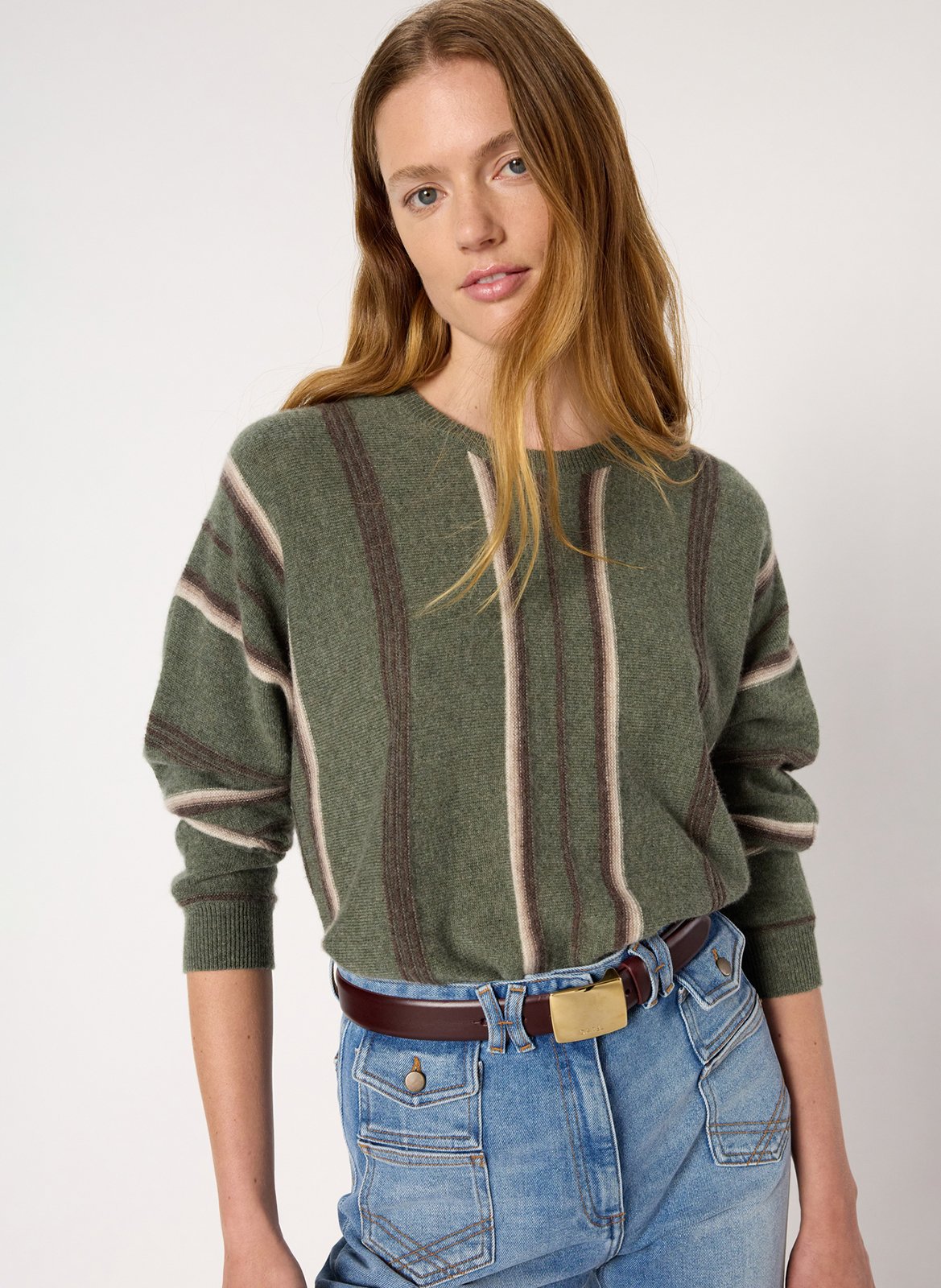 Kasjmier trui met opstaande kraag GERARD DAREL Kaki