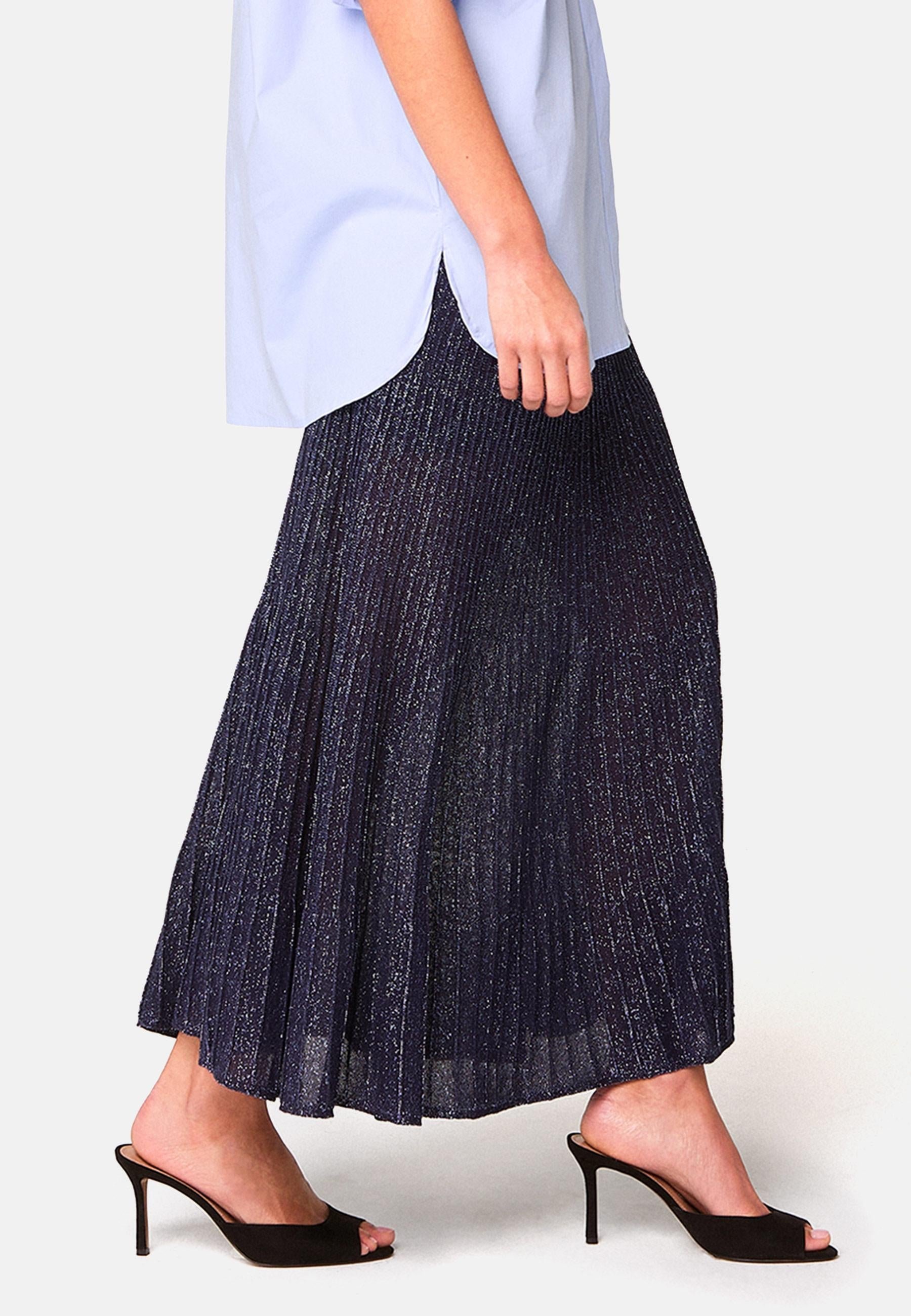Pleated long skirt in lurex knit RODIER Blue