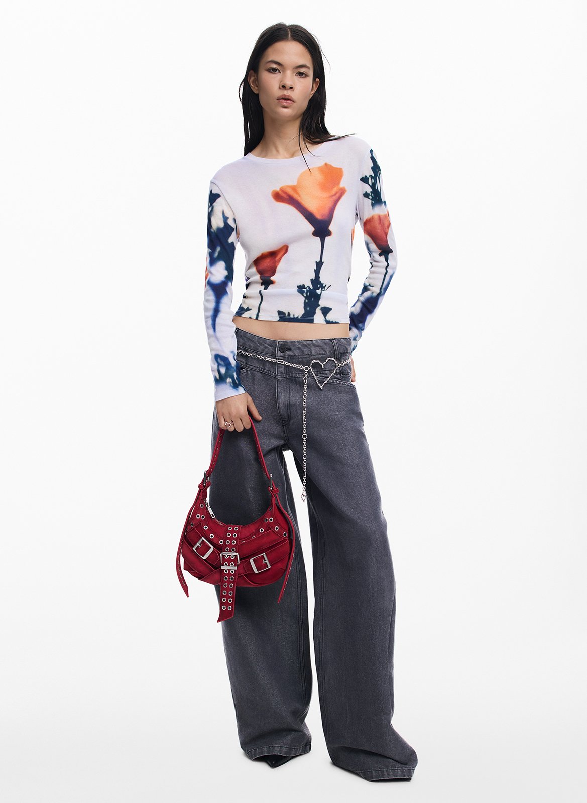 Tee-shirt col rond en coton DESIGUAL Blanc