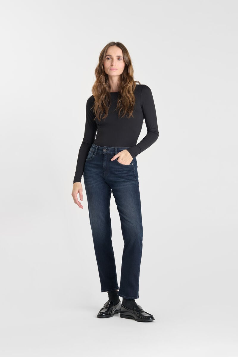 Straight leg high waist mom jeans 7/8 length, 7/8 length LE TEMPS DES CERISES Blue