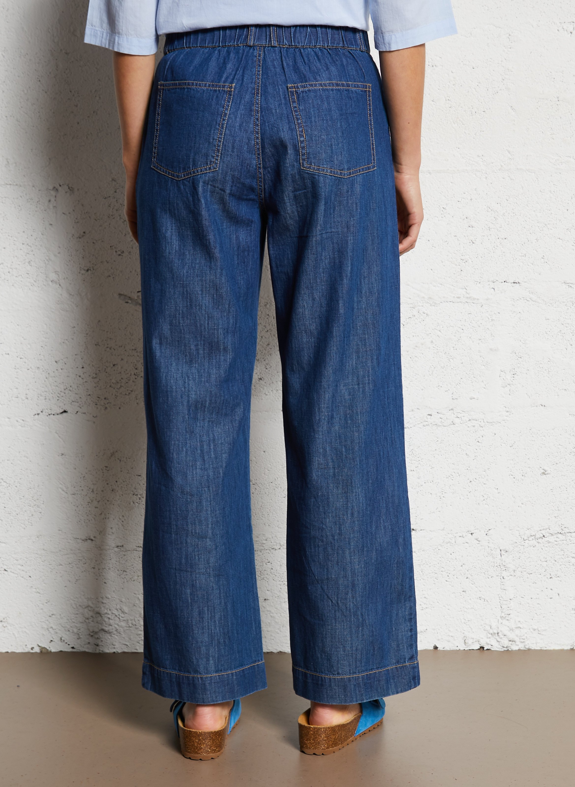 Pantalon large en coton NICE THINGS Bleu