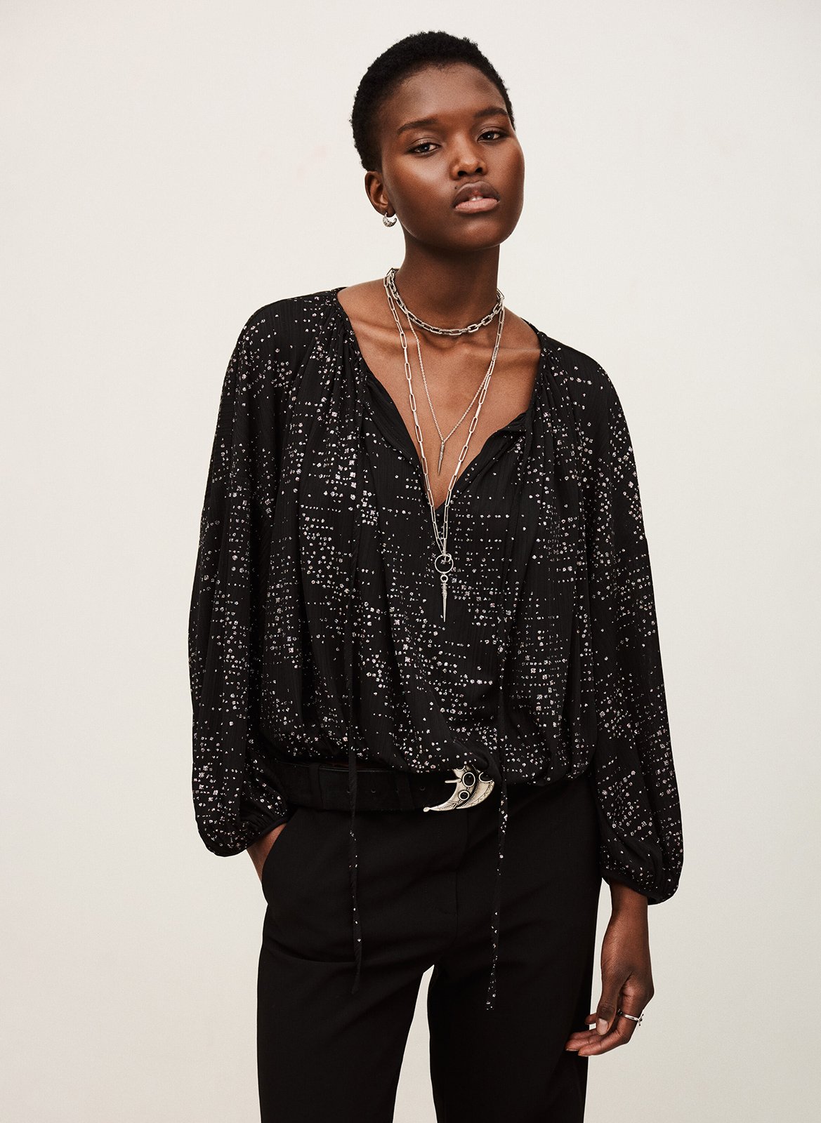 Ruime blouse met glanzend detail BA&SH Zwart