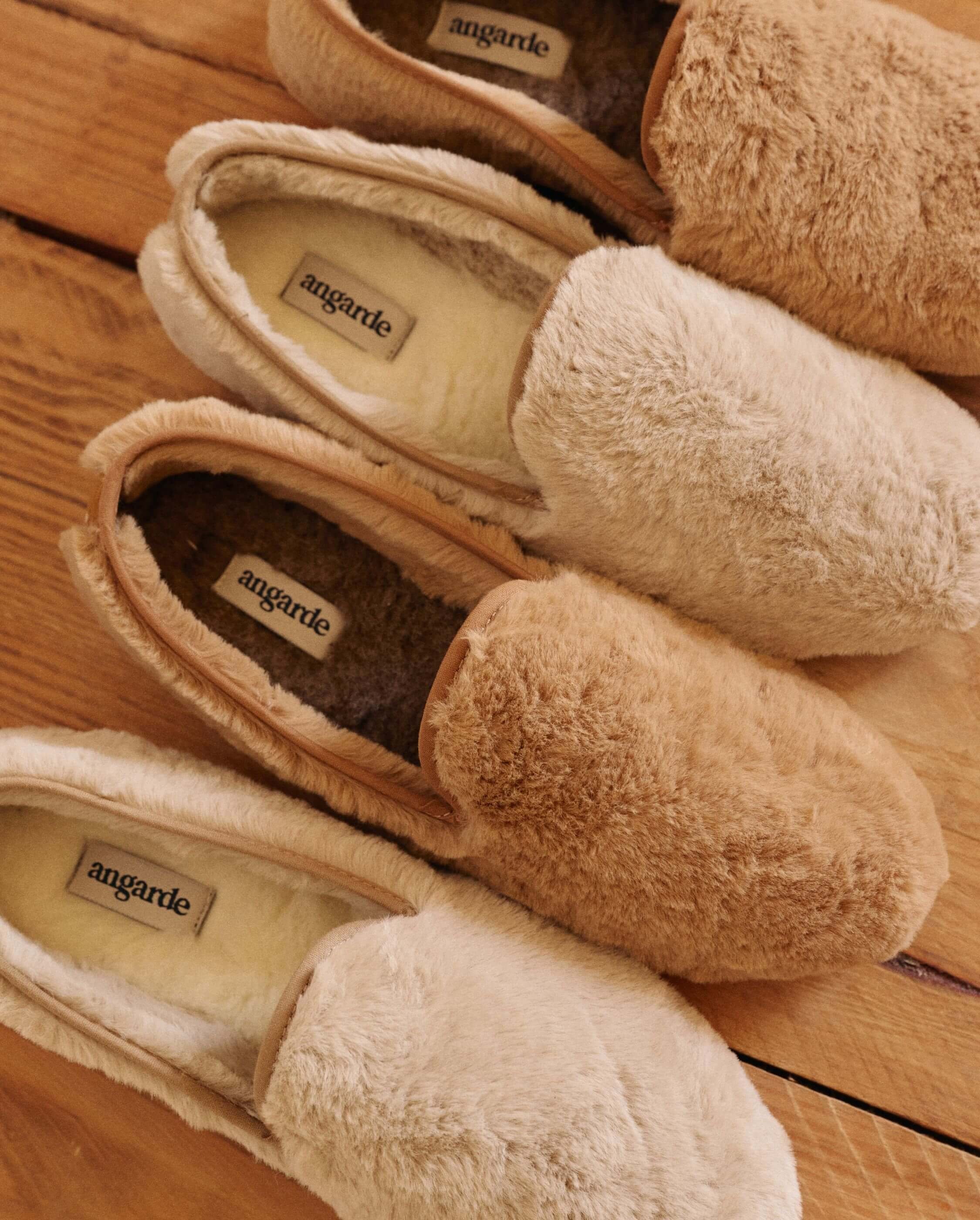 Women's vegan fur slipper, beige ANGARDE Beige
