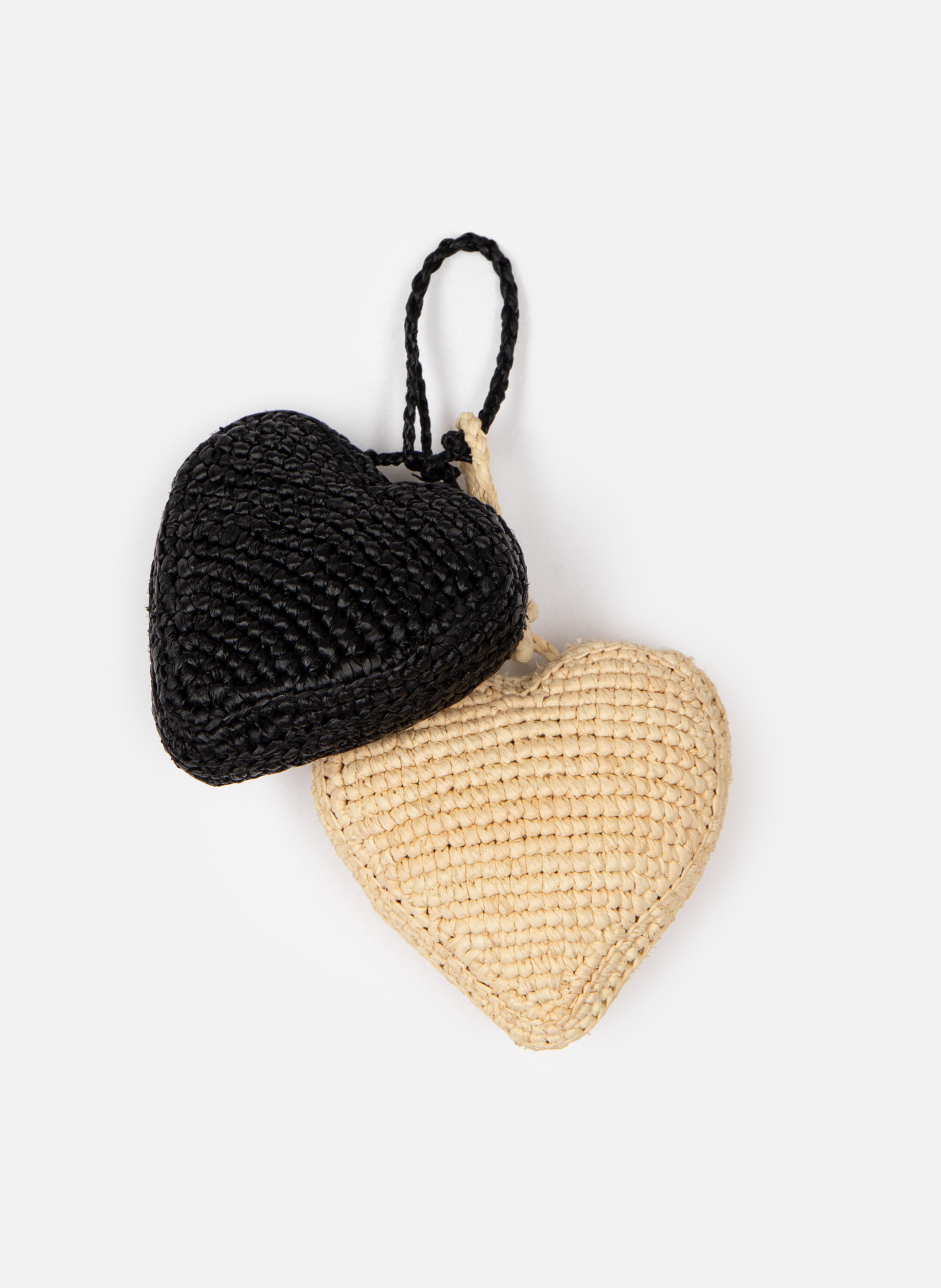 Raffia heart bag charm THE KOOPLES Black