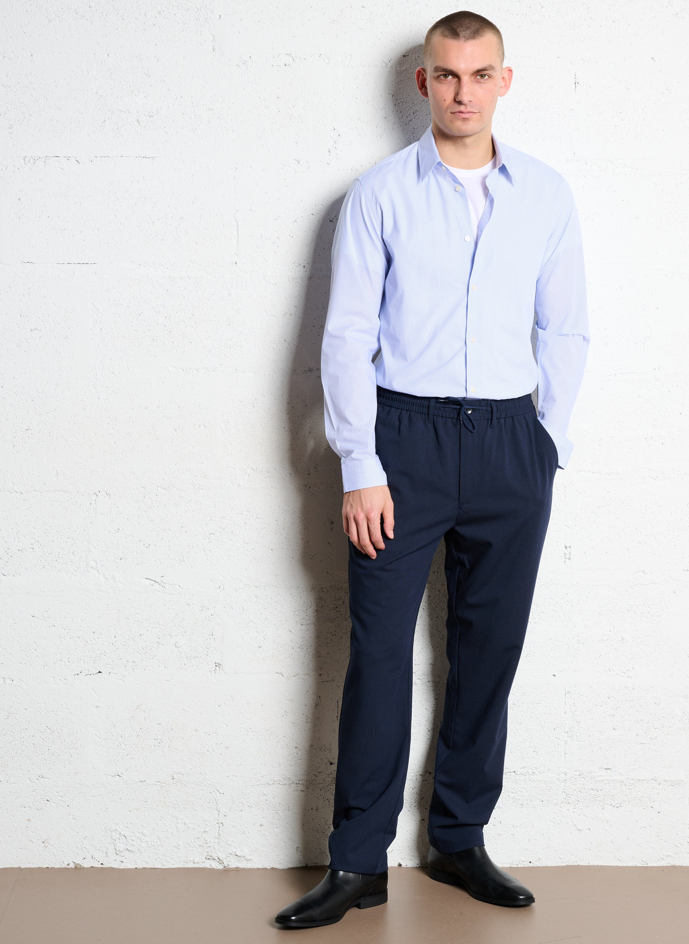 Chemise slim-fit col classique imprimée en coton AU PRINTEMPS PARIS Bleu