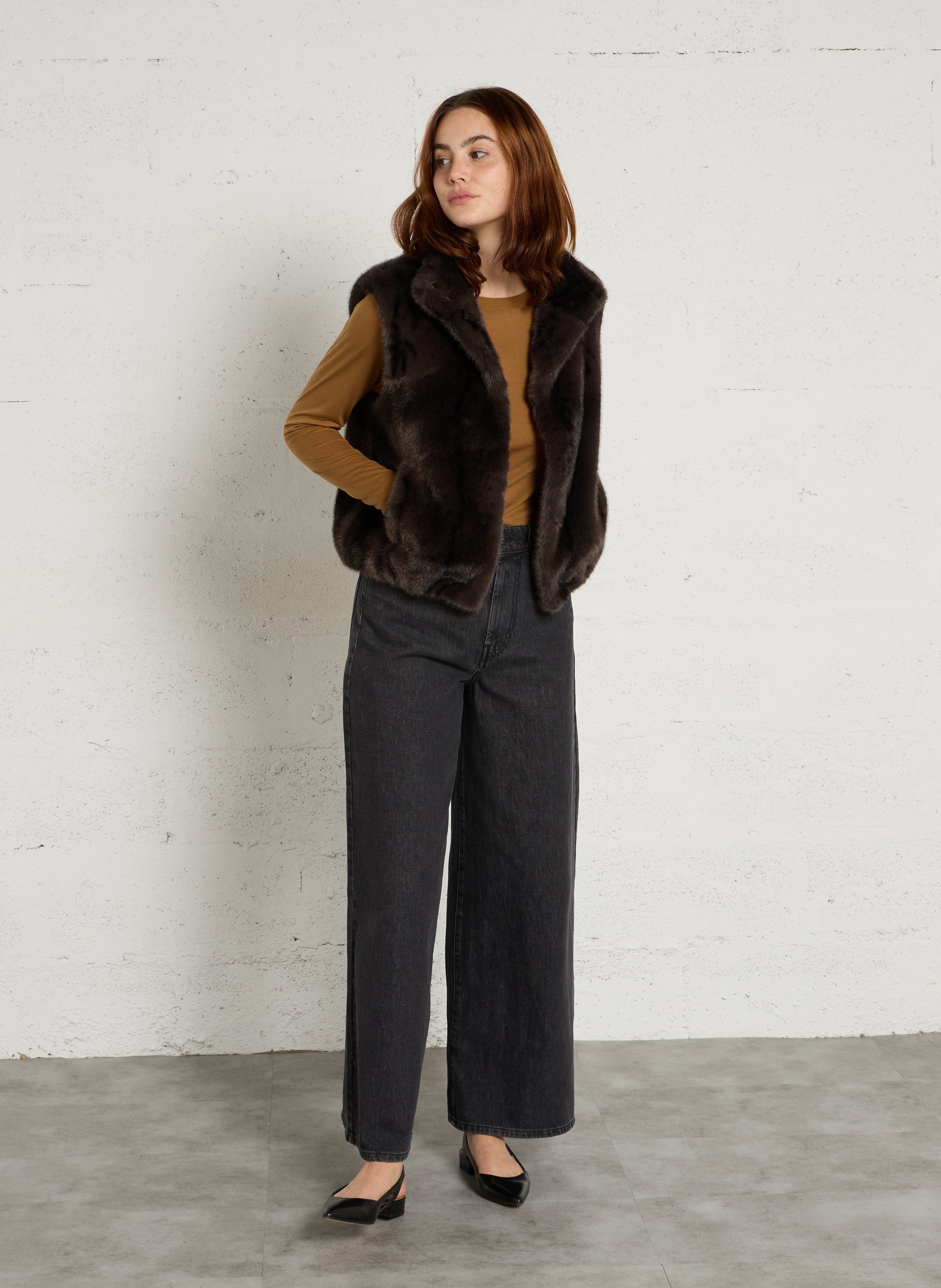 Straight faux fur jacket MAISON 123 Grey