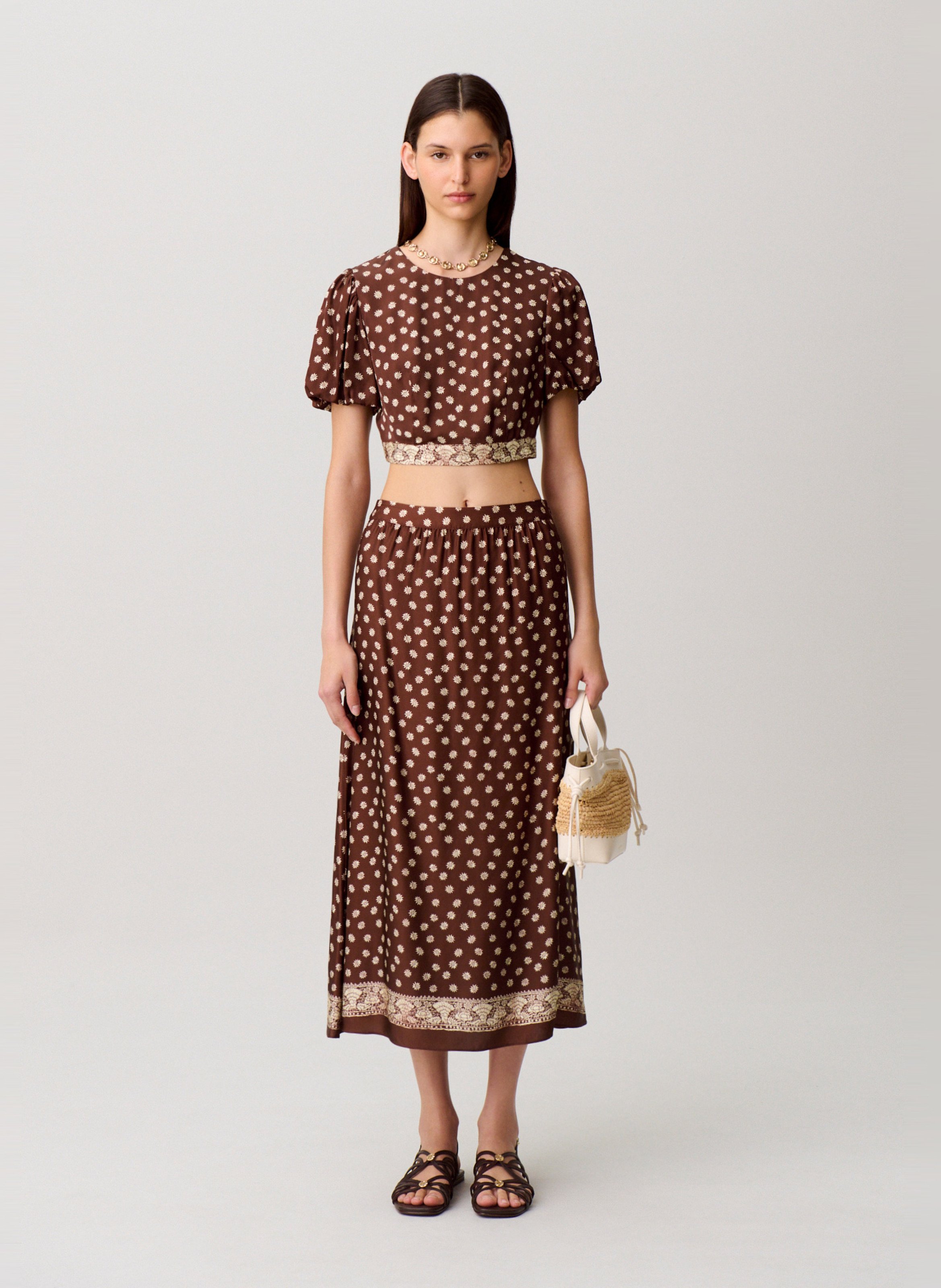 Straight printed round-neck top CLAUDIE PIERLOT Multicolored