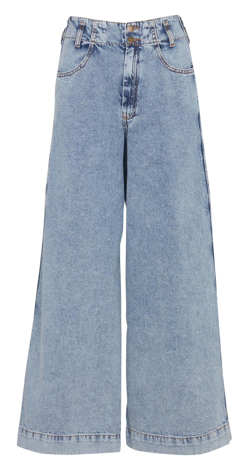 High-Waisted Wide Leg Washed Denim Jeans TINSELS Blue