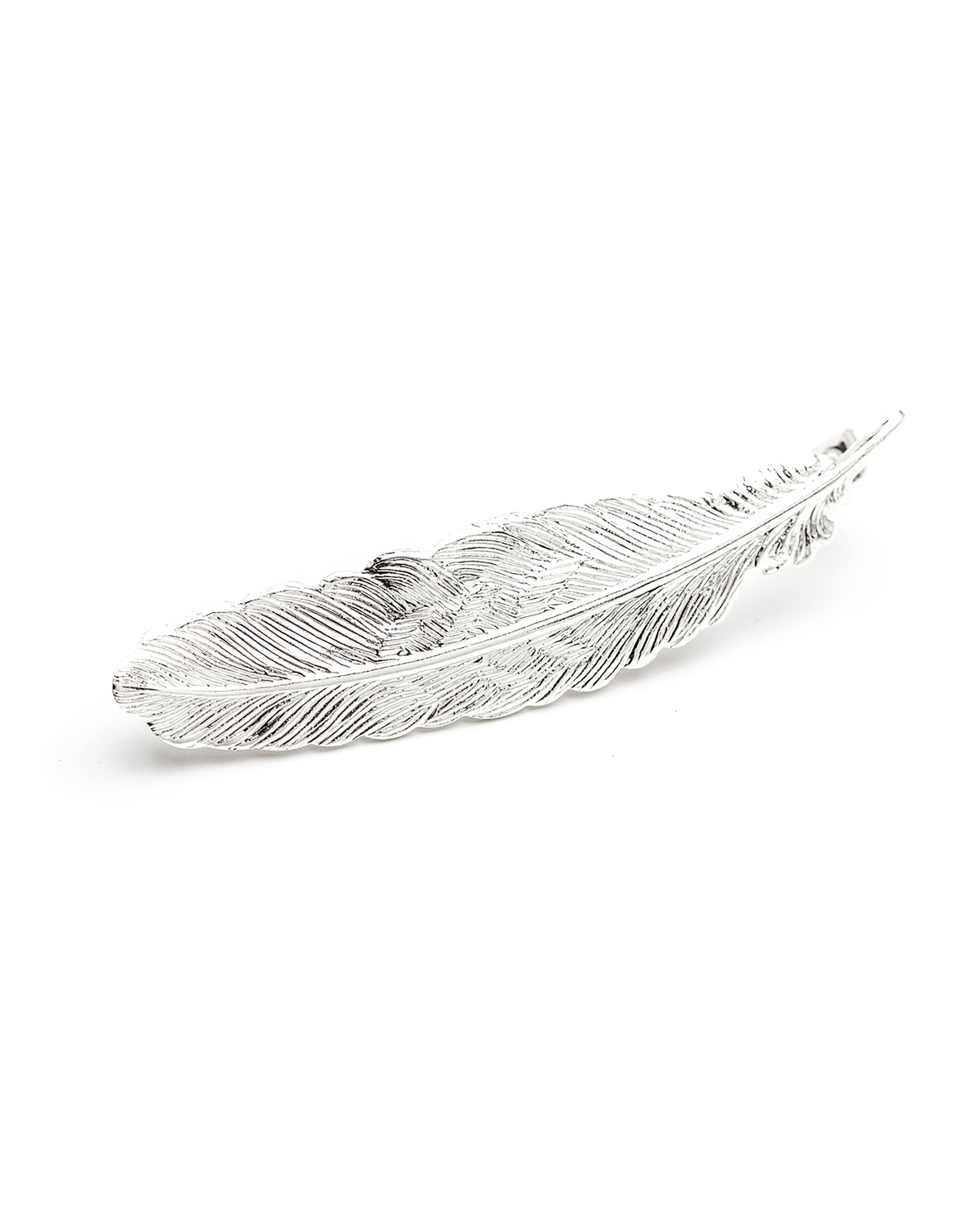 Single silver-plated feather stud earring MONSIEUR SIMONE