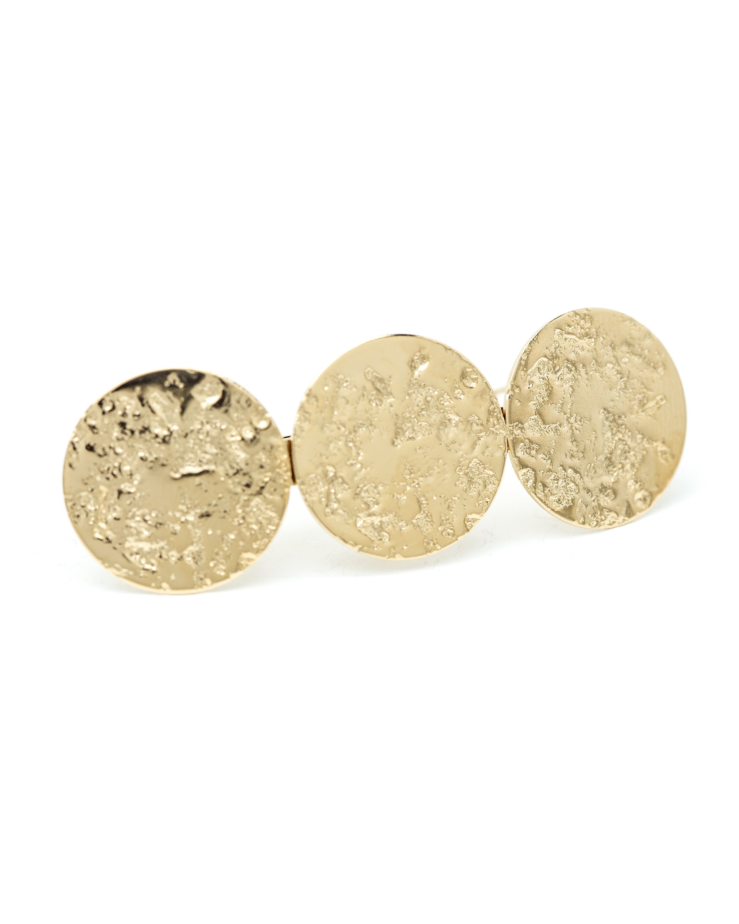 Hammered round gold-plated barrette GoldenMONSIEUR SIMONE