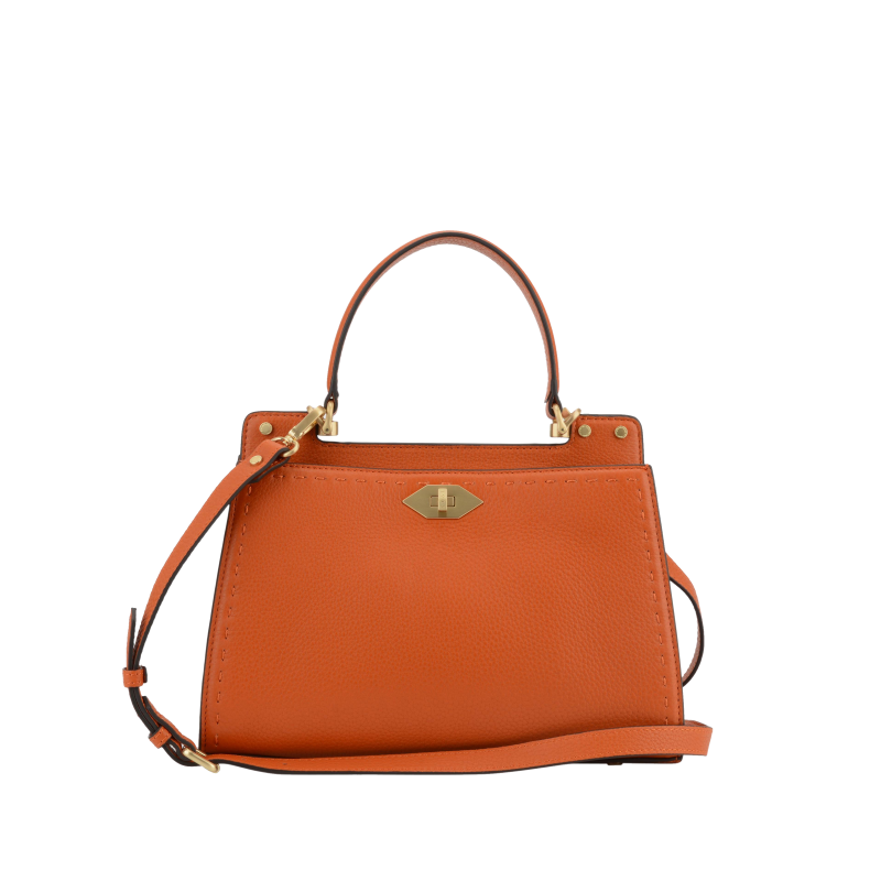 Handbag in calfskin POURCHET Orange