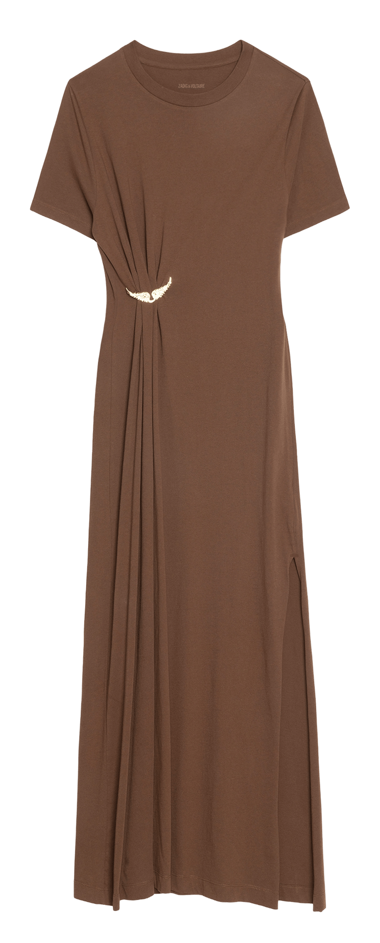 Lange jurk met korte mouwen en plooien. ZADIG&VOLTAIRE Bruin