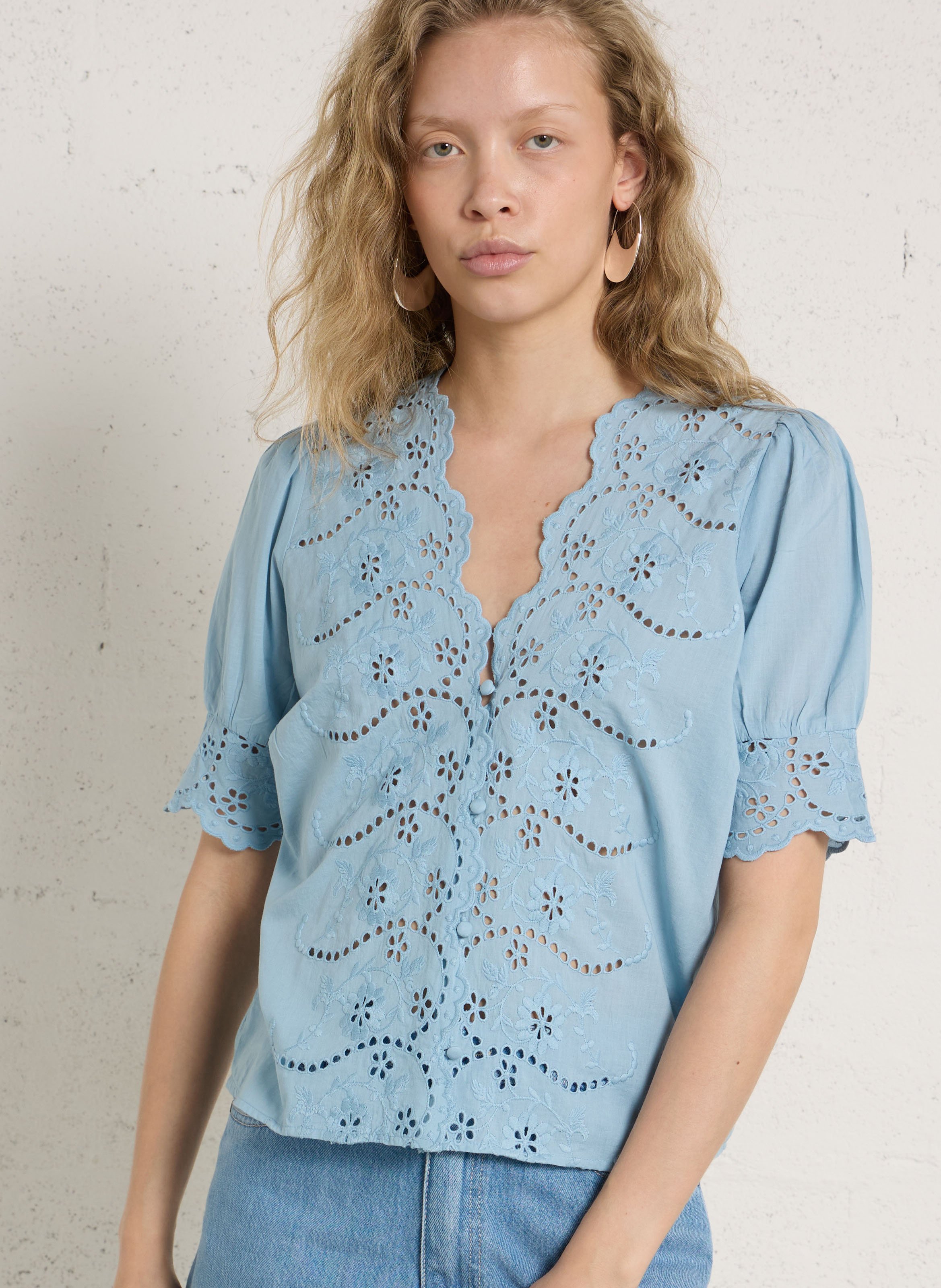 Top droit en coton brodé PETITE MENDIGOTE