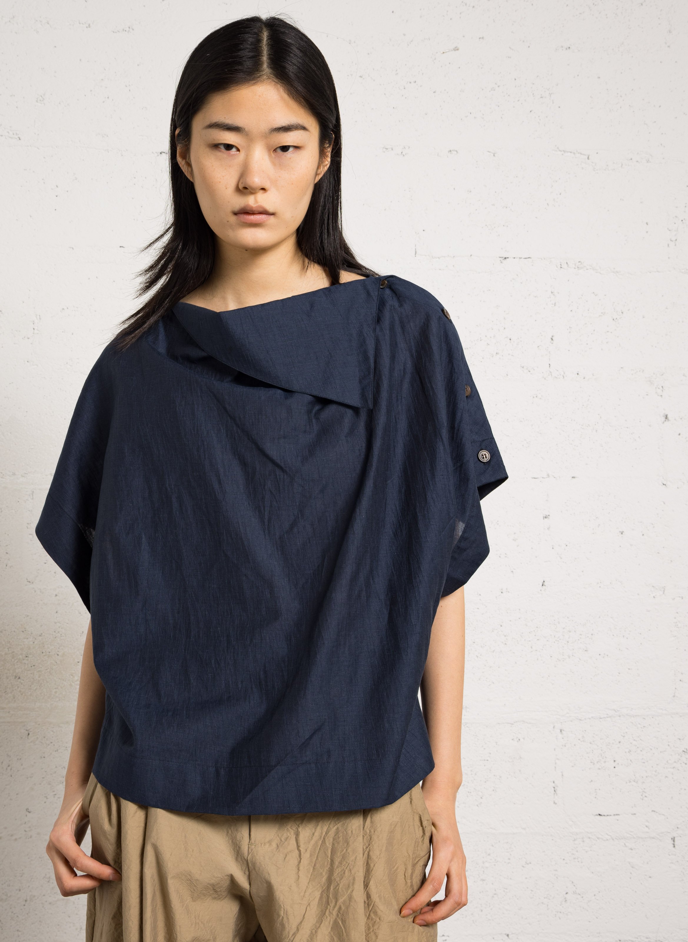 Blous oversize en lin et coton bio mélangé SOEUR Bleu