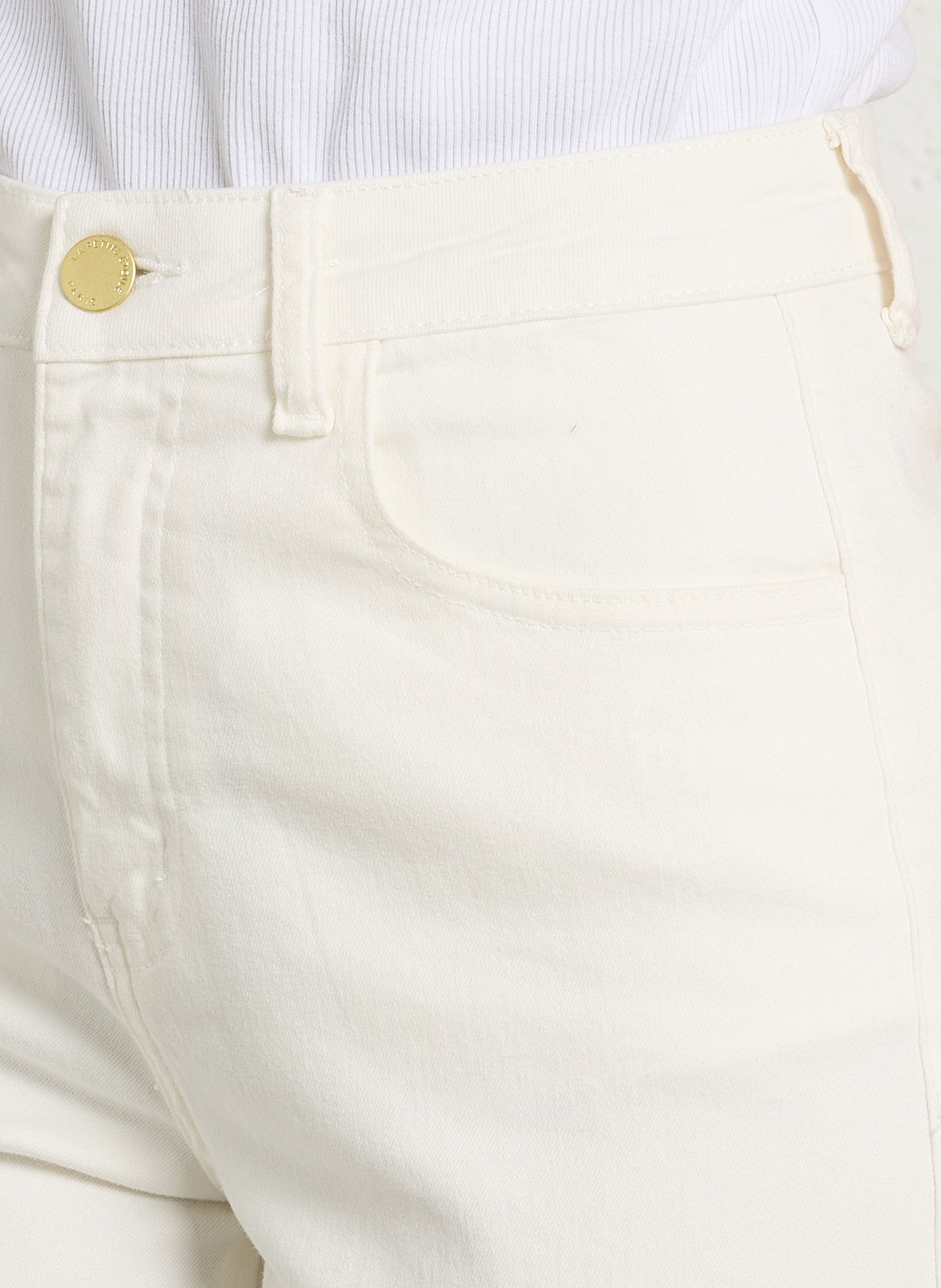 High-rise straight cotton-blend jeans LA PETITE ETOILE Beige