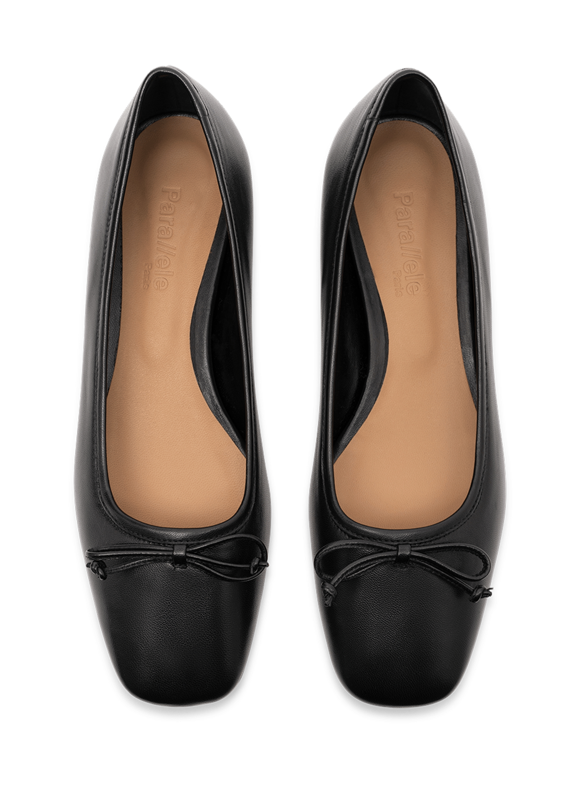Black nappa leather ballerina flats PARALLELE PARIS Black