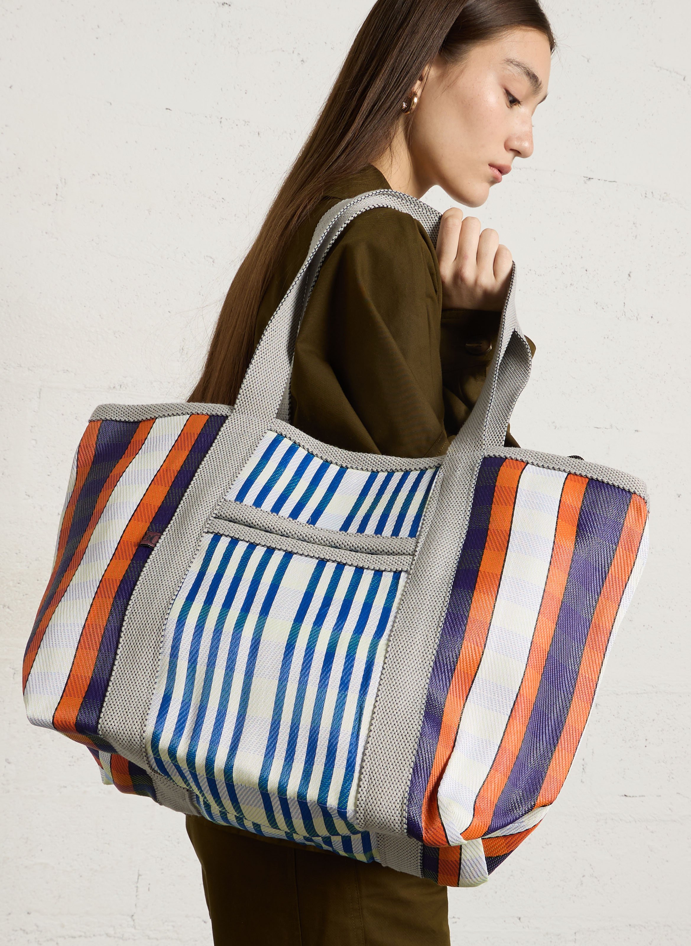 Strandtasche mit bunten Streifen BABACHIC BAGS Mehrfarbig